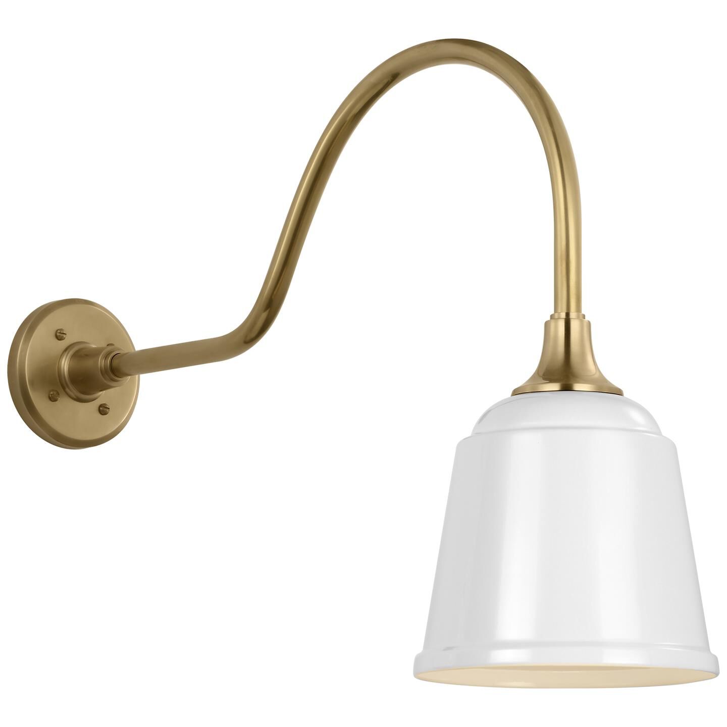 Shown in Hand-Rubbed Antique Brass finish and White Rockhouse shade