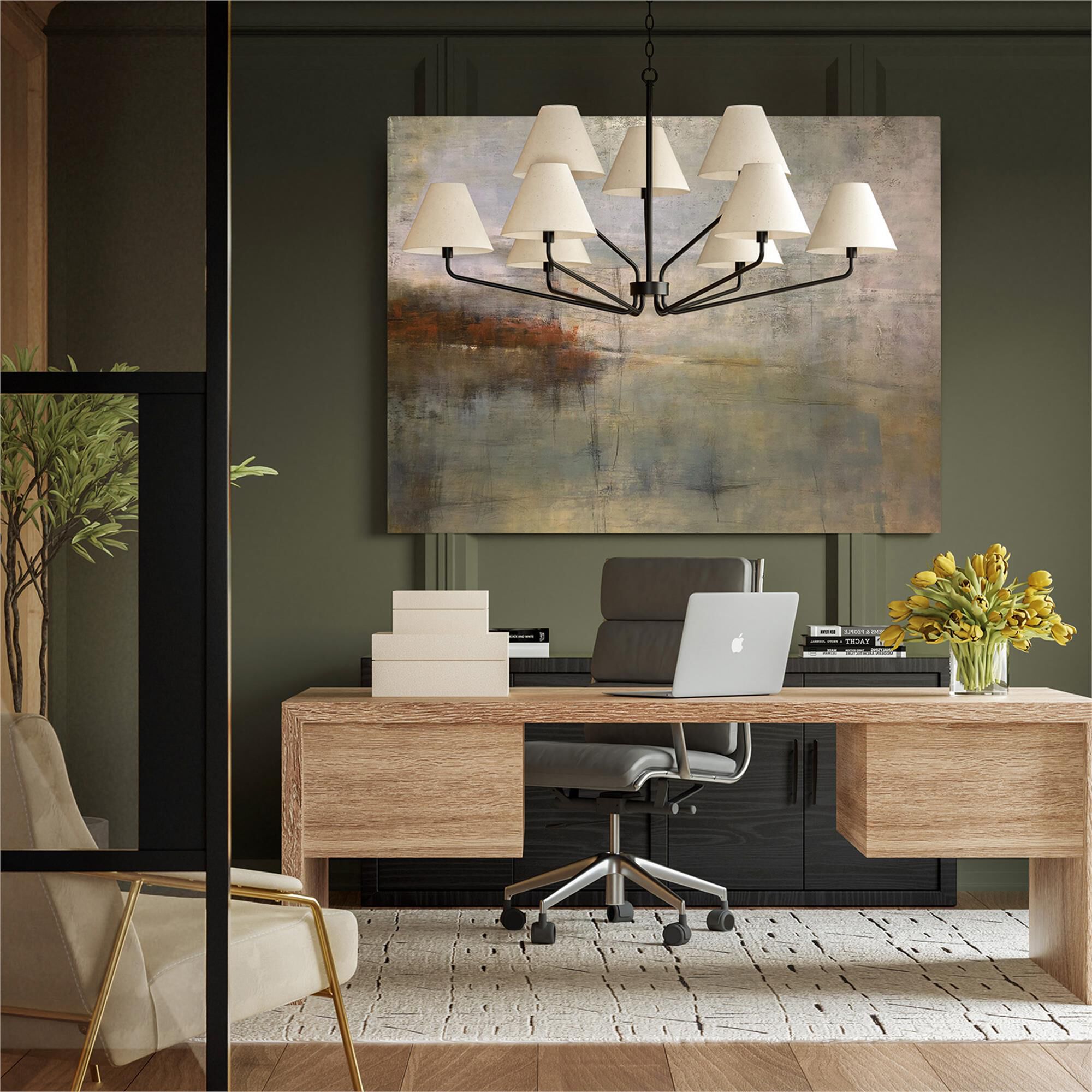 Shown in Espresso finish and Ecru Fabric shade