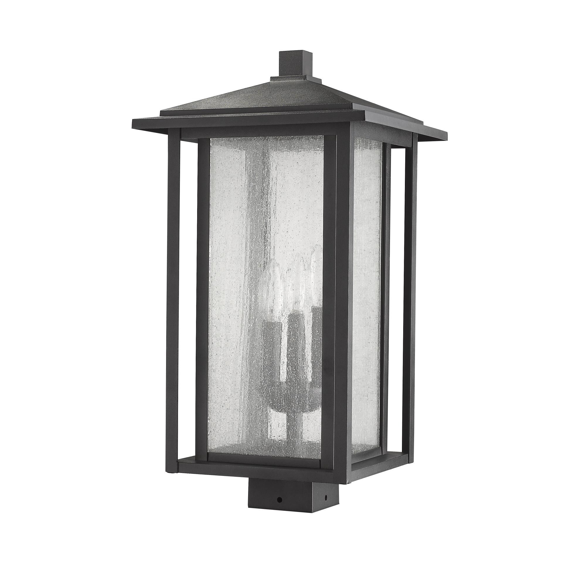 Shown in Black finish and Glass shade
