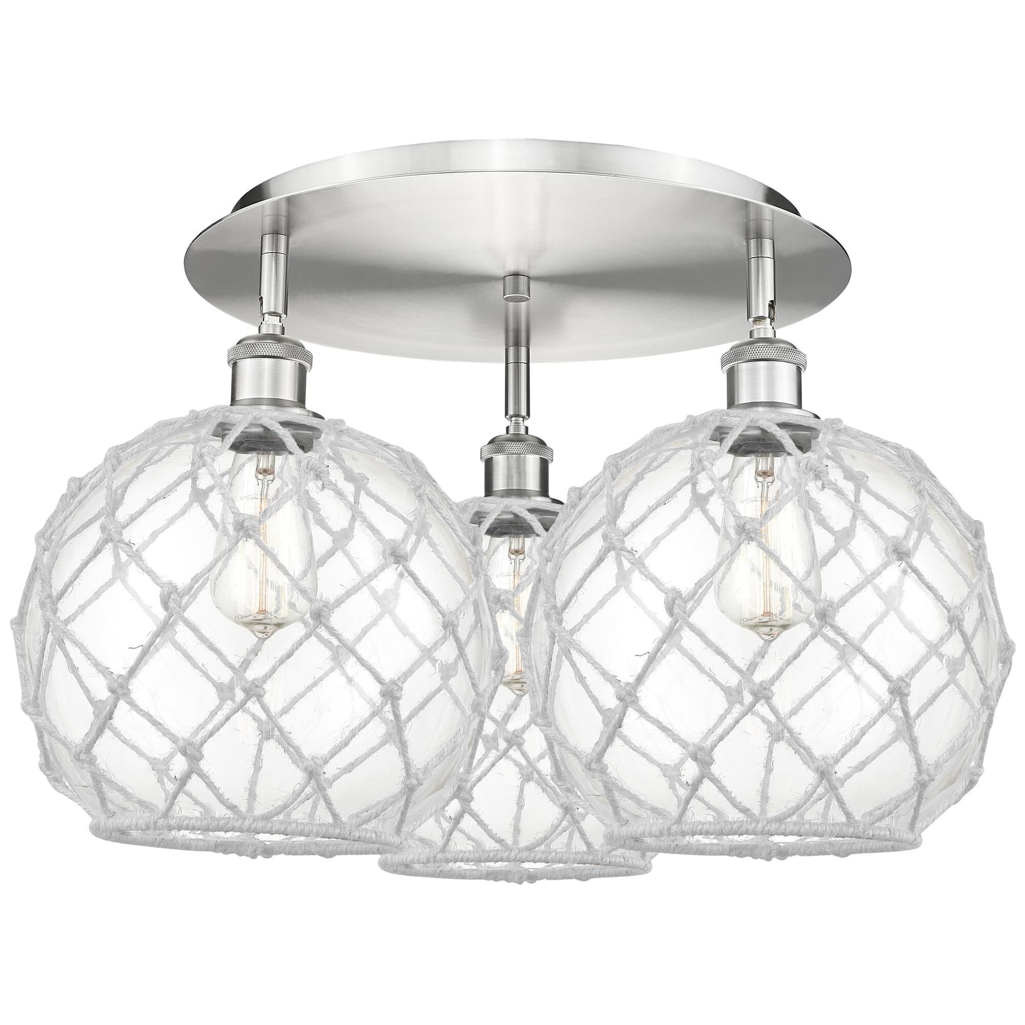 Shown in Satin Nickel finish and Clear with White Rope glass