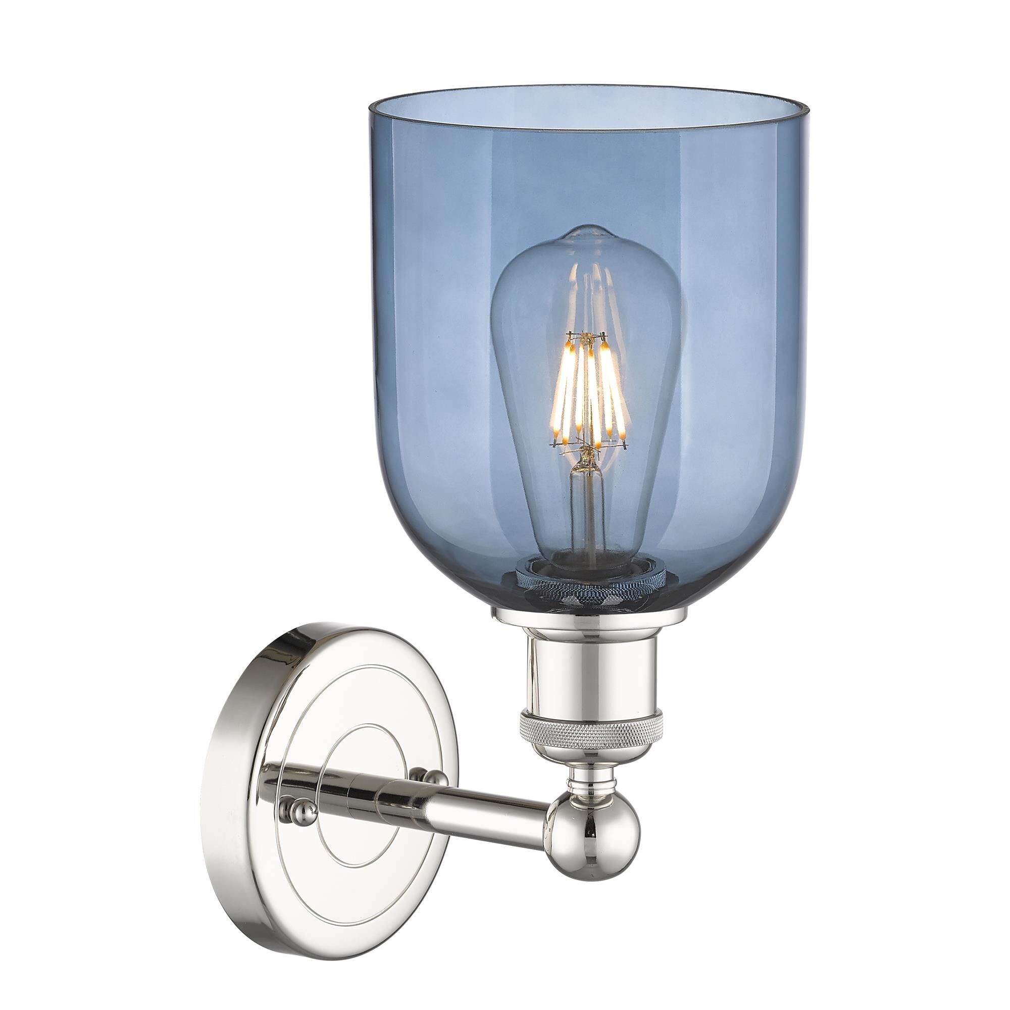 Shown in Polished Nickel finish and Princess Blue glass