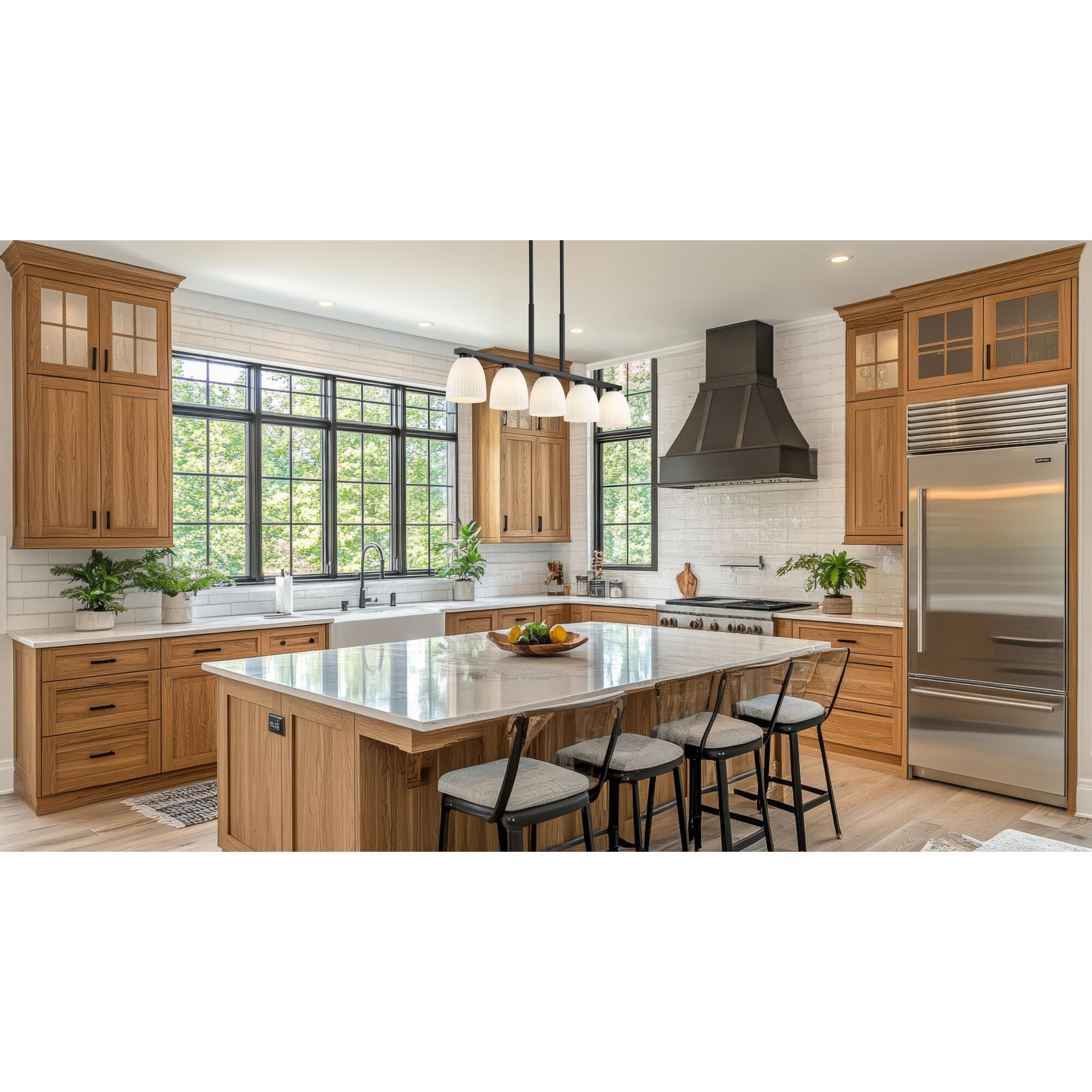 Shown in Matte Black finish and Matte Opal glass and Matte Opal shade