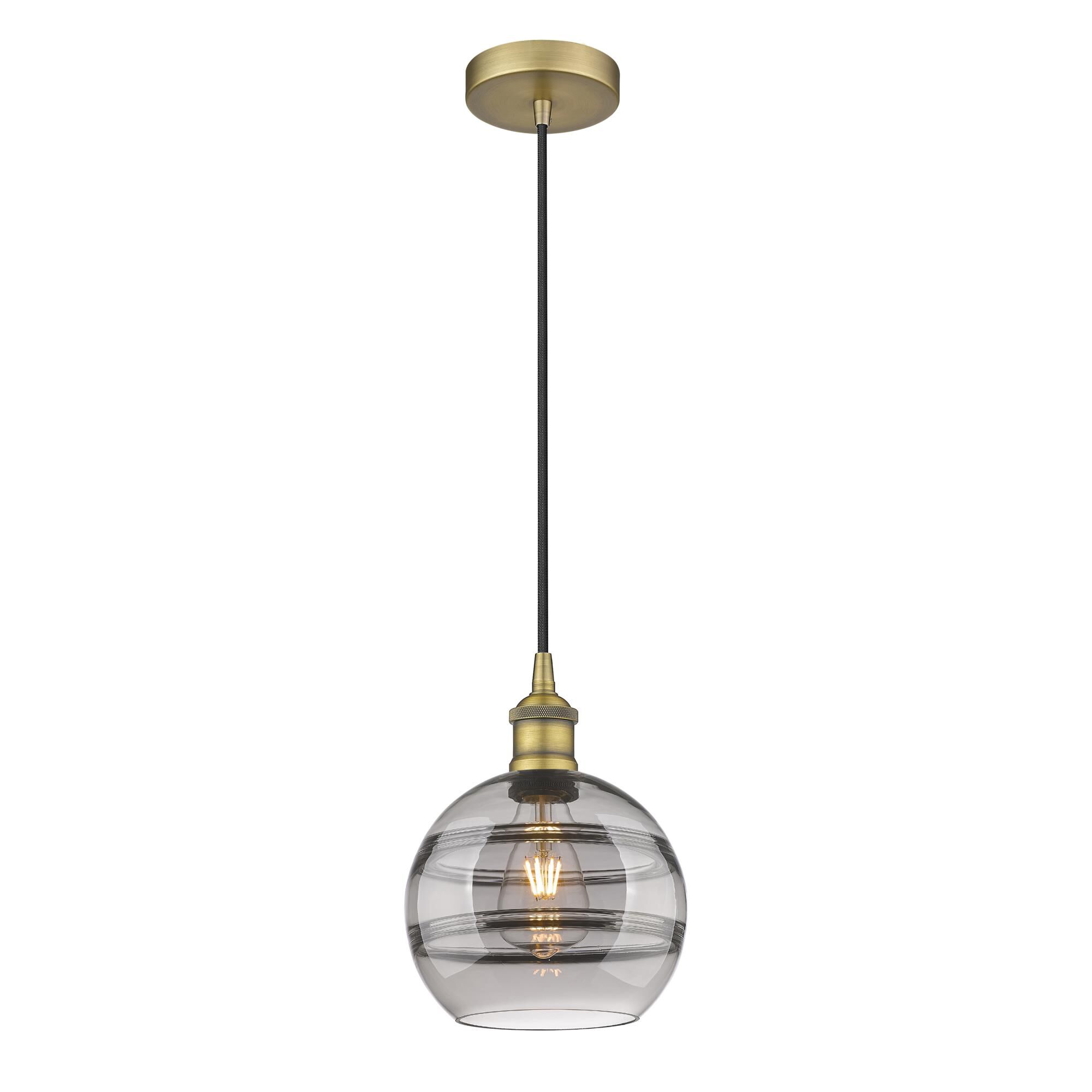 Shown in Brushed Brass finish and Light Smoke glass