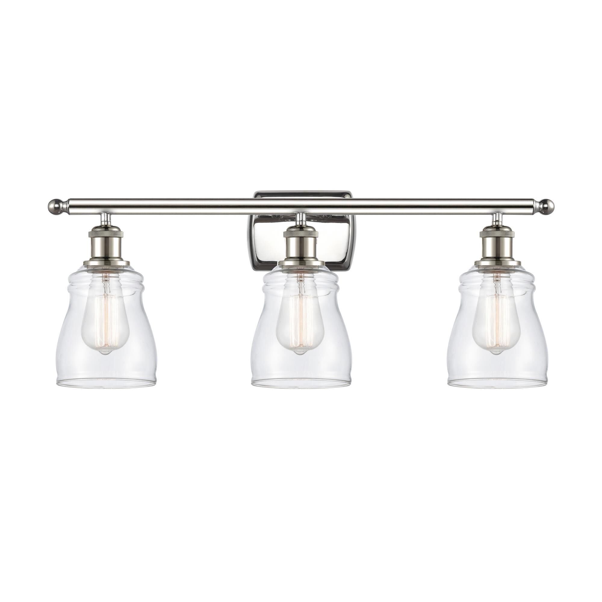Shown in Polished Nickel finish and Bell glass and Glass shade