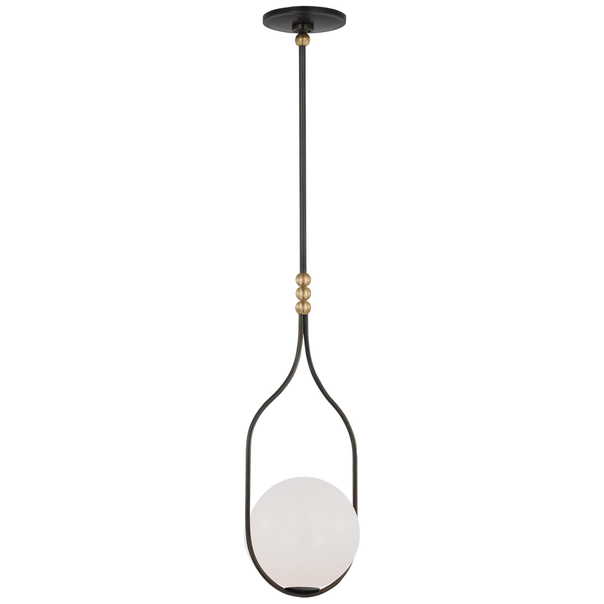 Shown in Bronze and Brass finish and White glass