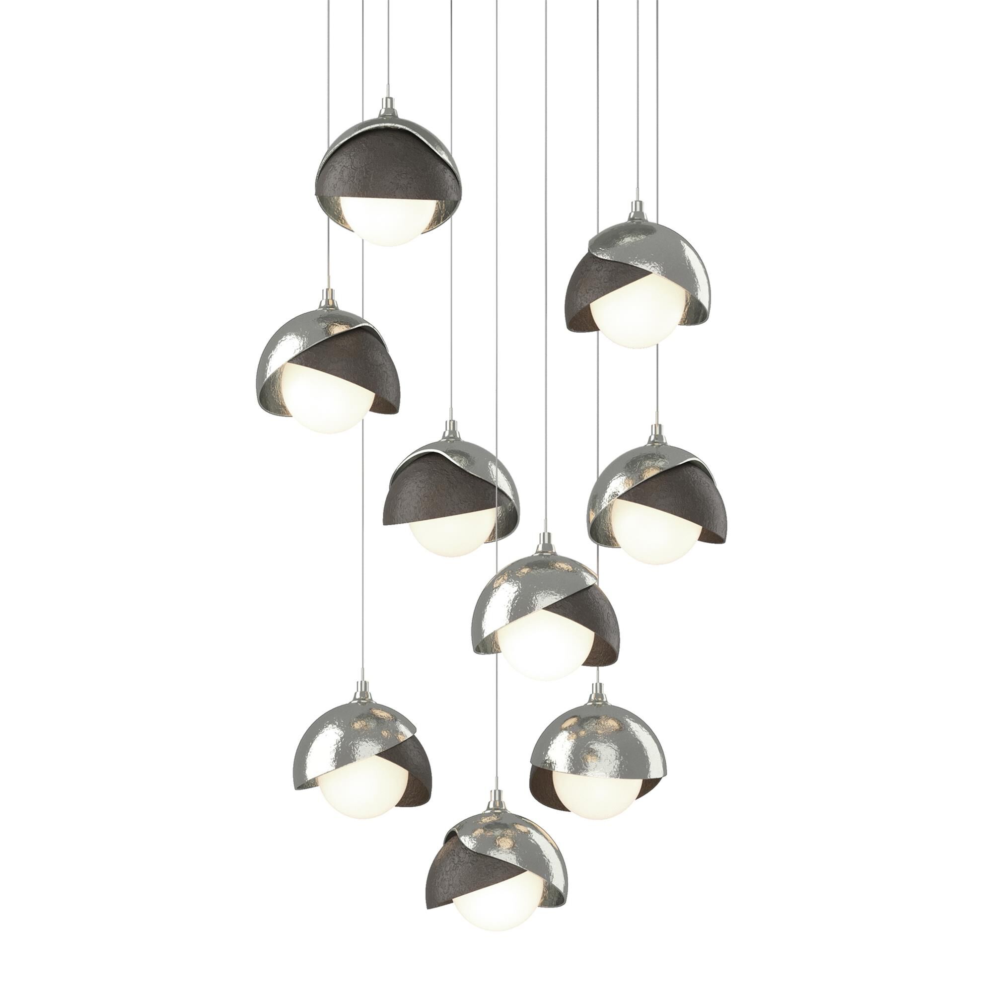 Shown in Sterling finish and Opal glass and Dark Smoke accent