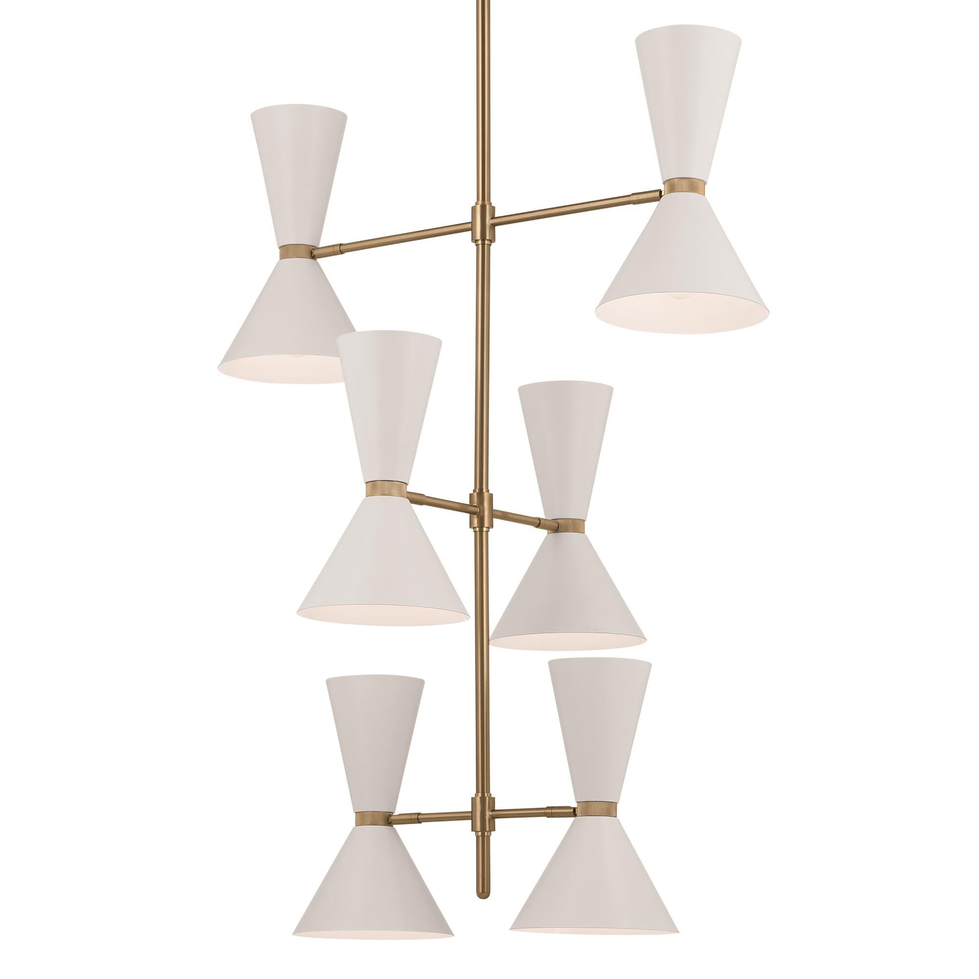 Shown in Champagne Bronze with White finish and Metal and Cone shade