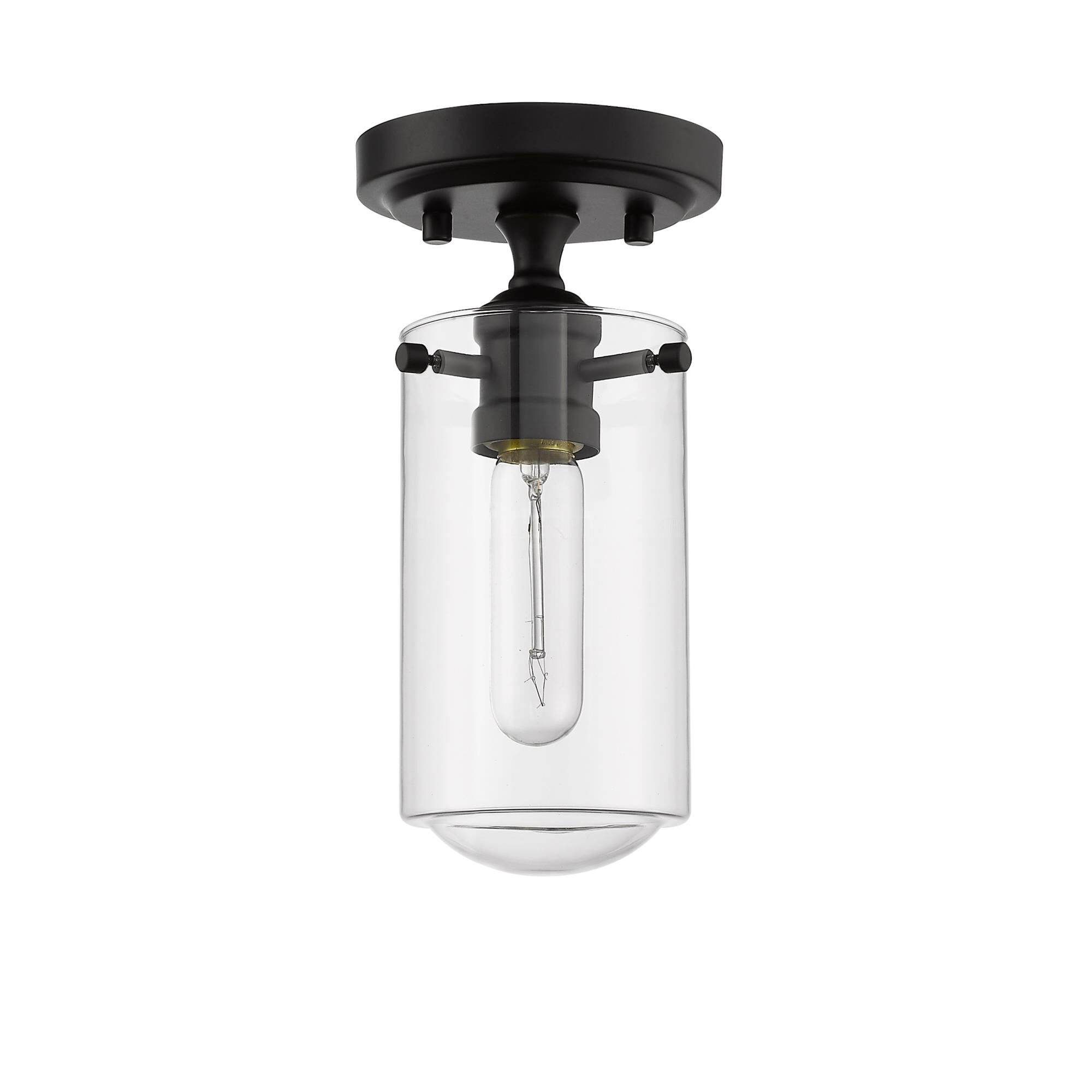 Shown in Matte Black finish and Glass shade