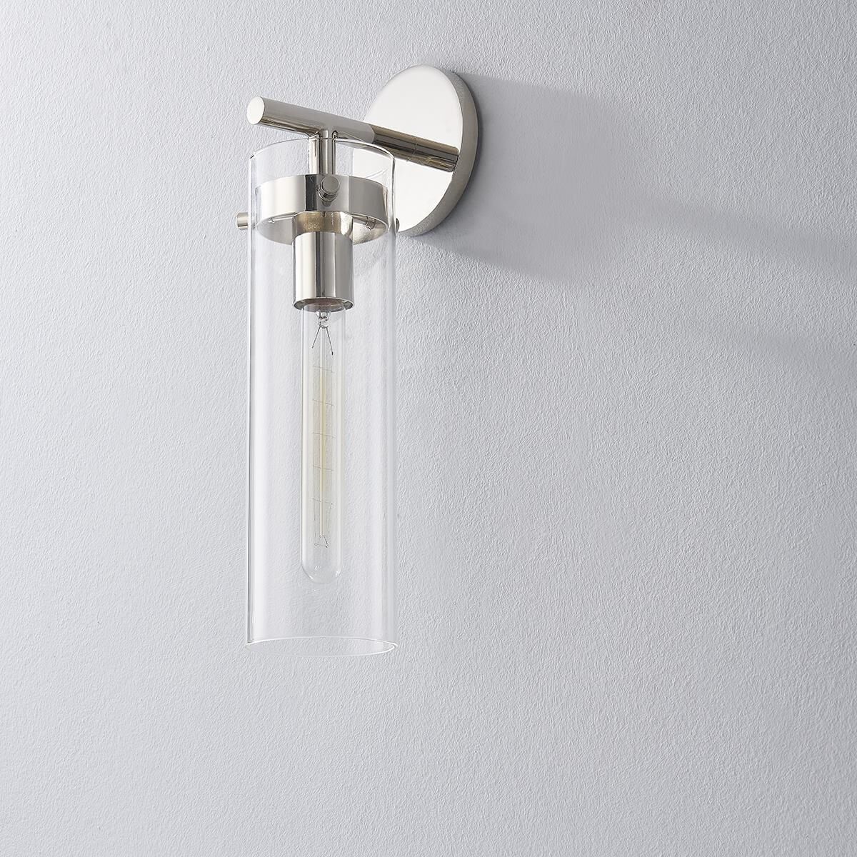 Shown in Polished Nickel finish and Clear glass