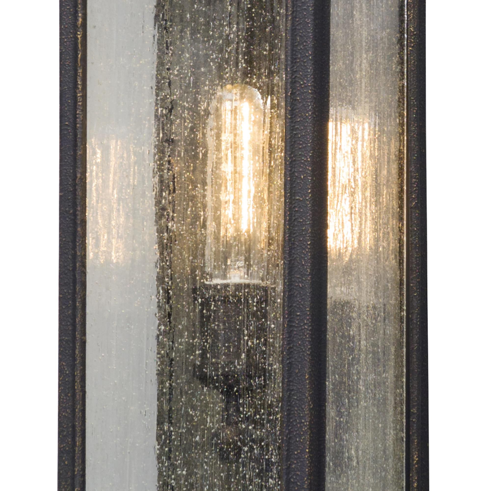 Shown in Vintage Bronze finish and Seeded Clear glass