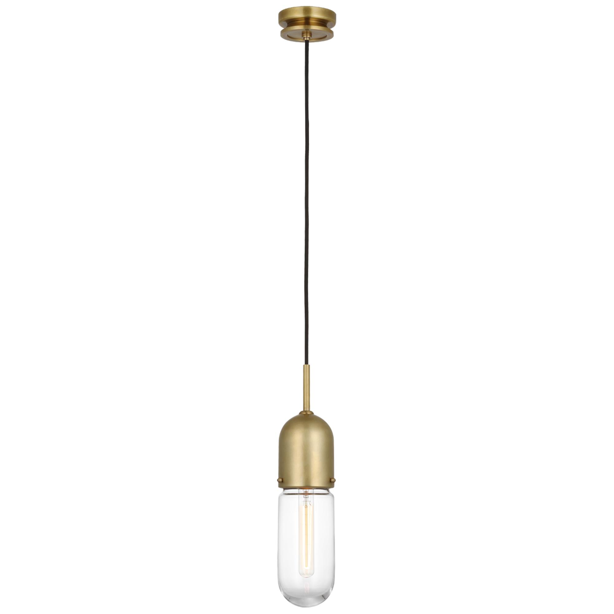 Shown in Hand-Rubbed Antique Brass finish and Clear glass