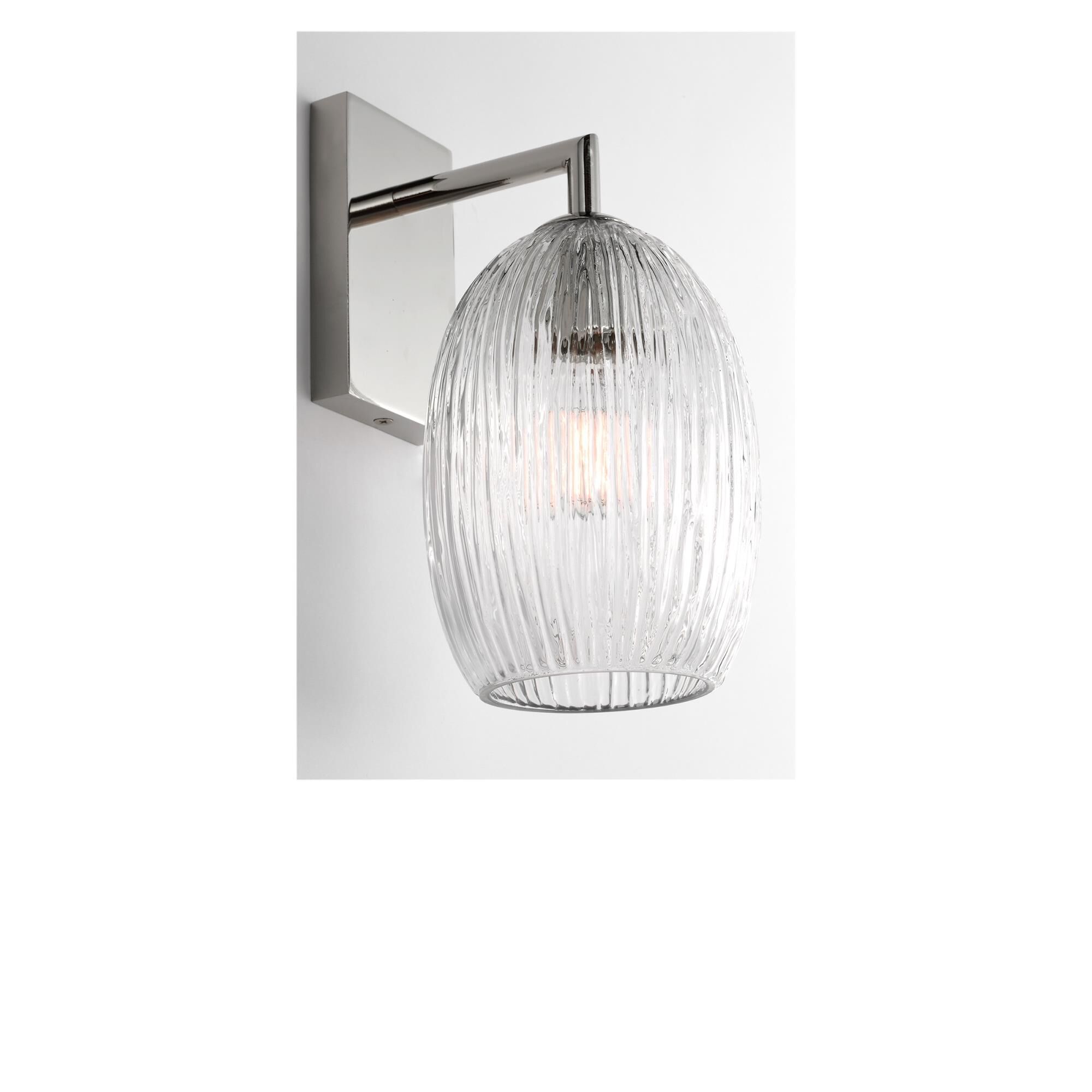 Shown in Polished Nickel finish and Striped Clear glass