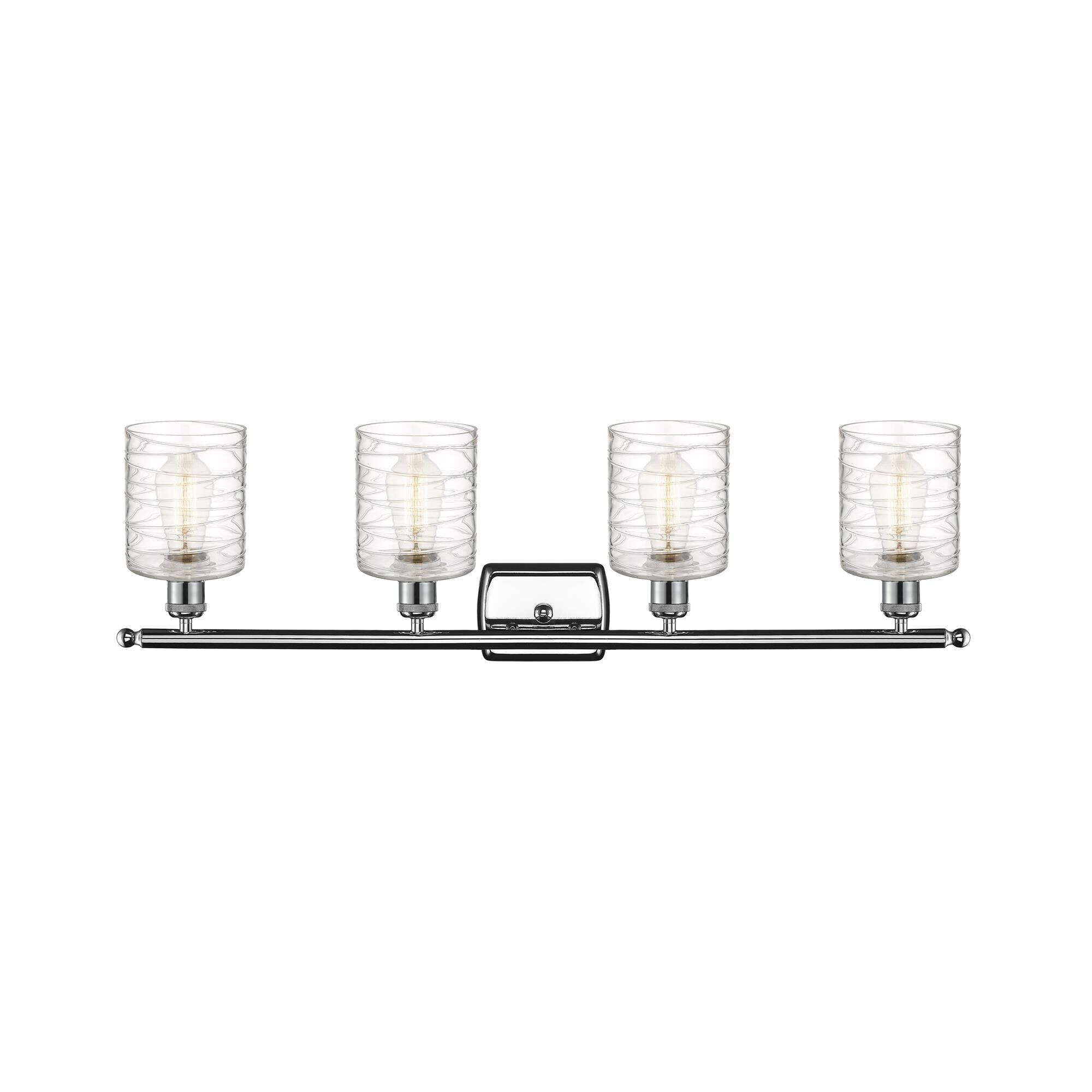 Shown in Polished Chrome finish and Deco Swirl glass