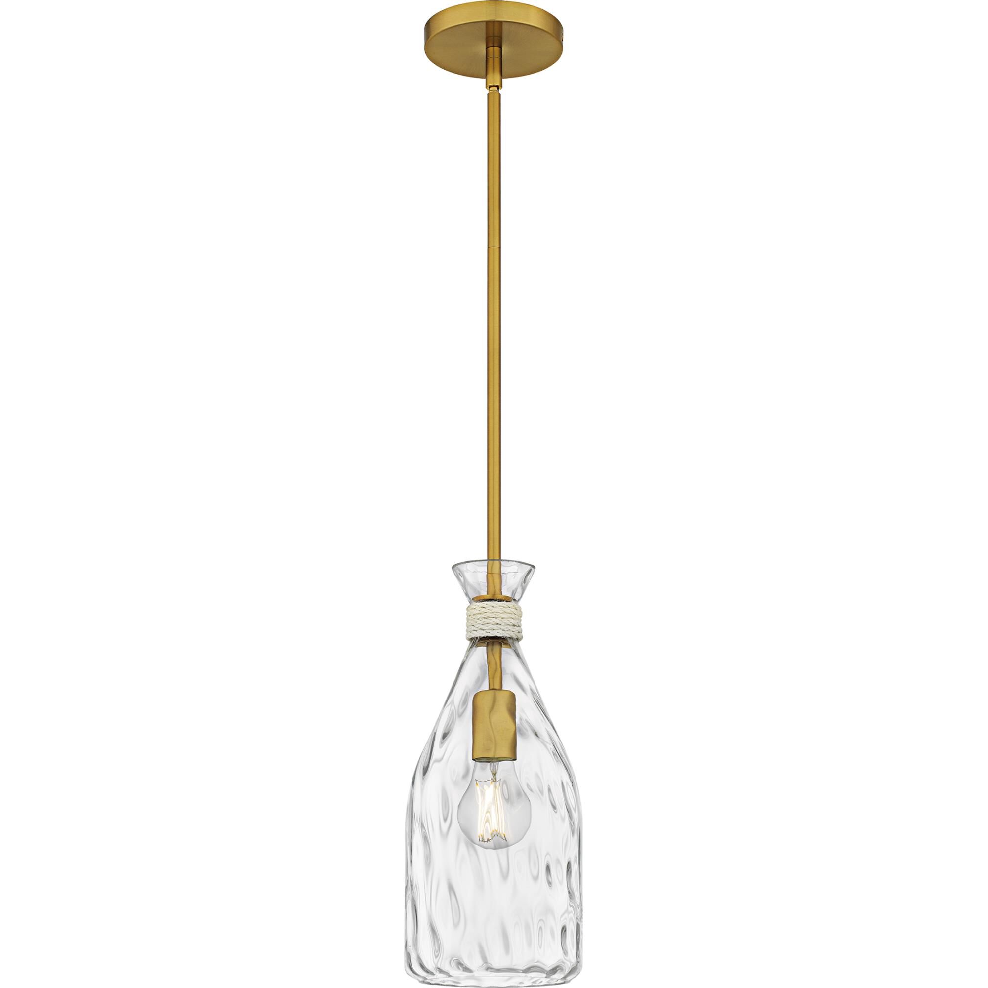 Shown in Brushed Gold finish and Clear Water Glass shade
