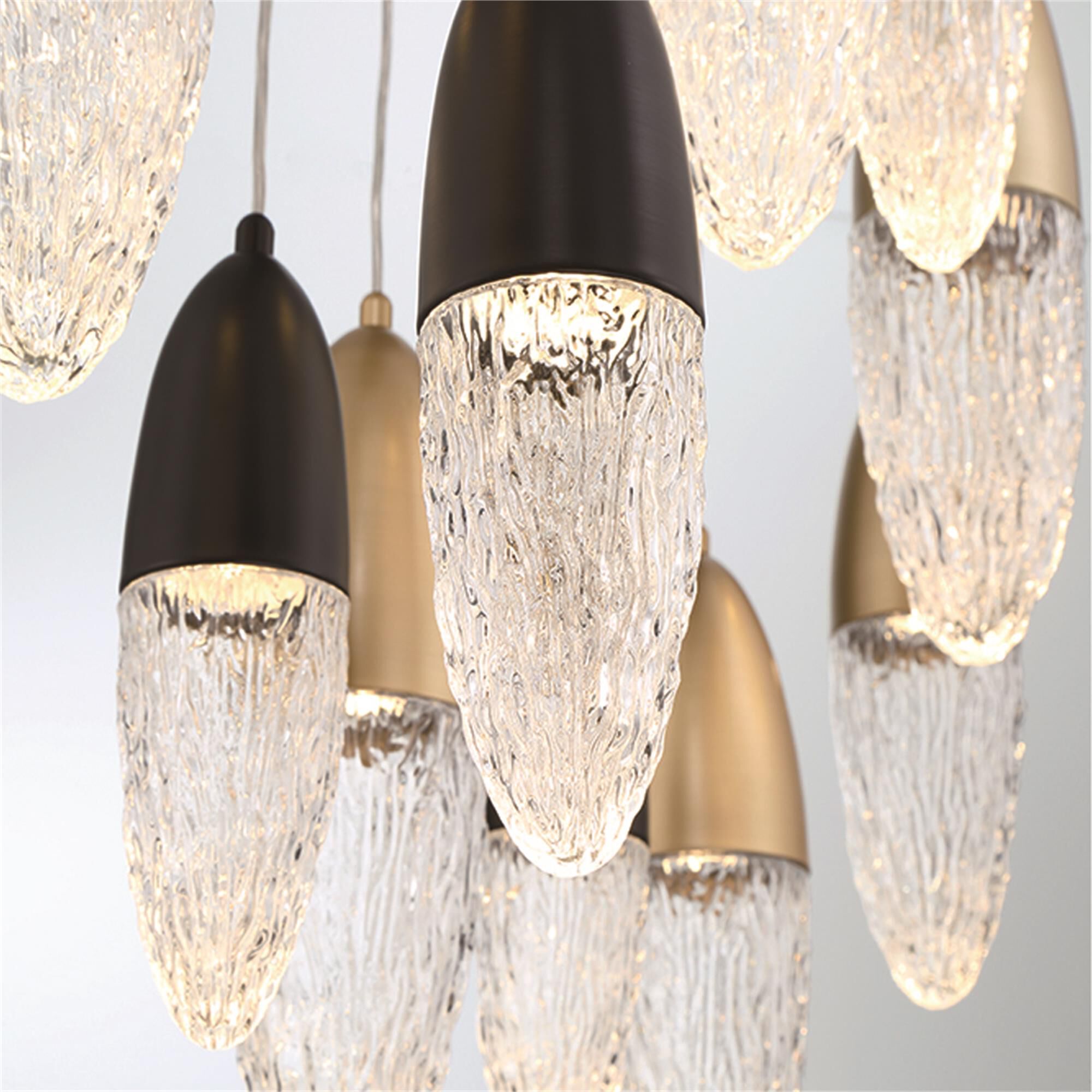 Shown in Mixed Black And Brass finish and Glass shade