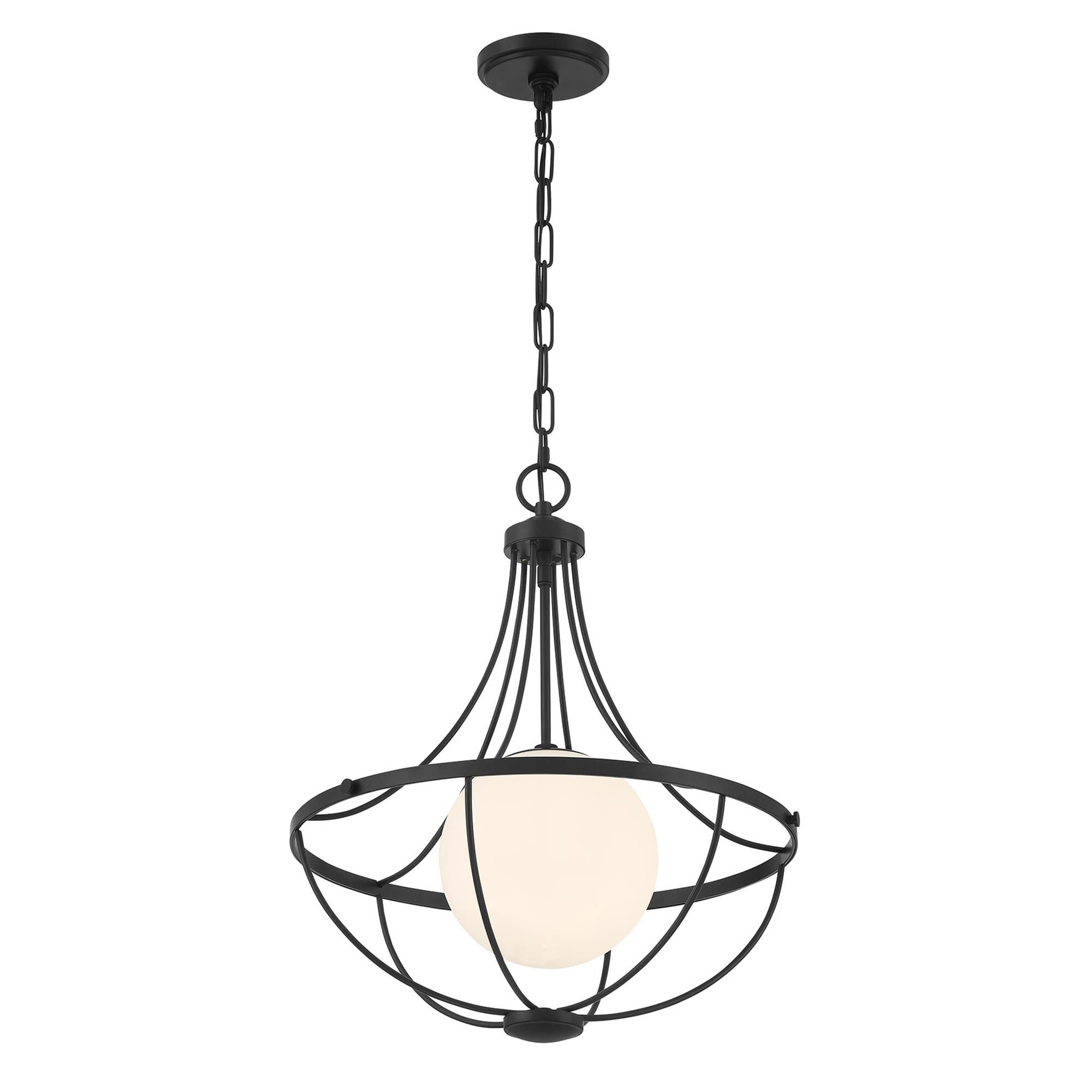 Shown in Matte Black finish and White Opal glass