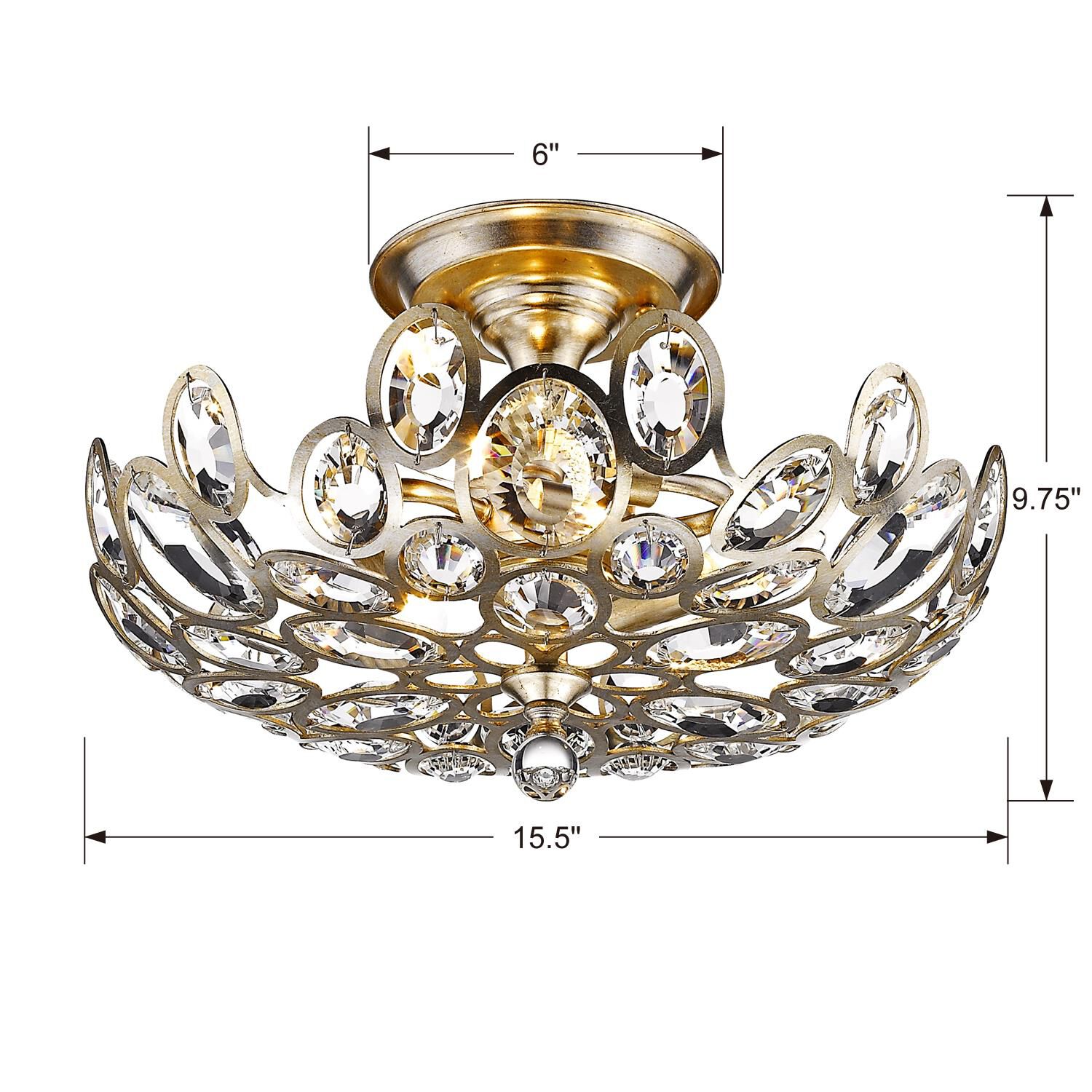 Sterling 16 Inch 3 Light Flush Mount by Crystorama