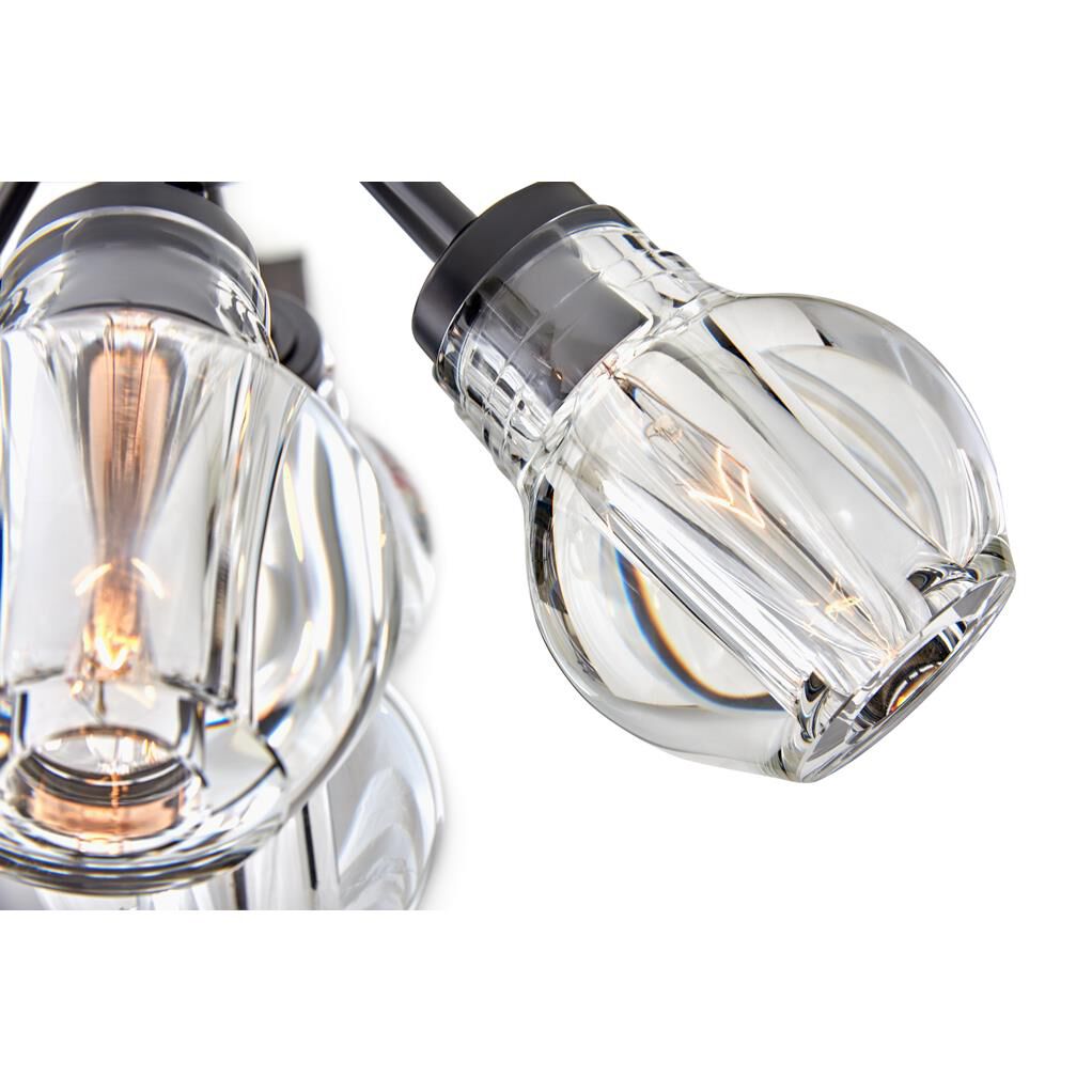 Shown in Black finish and Clear Crystal glass