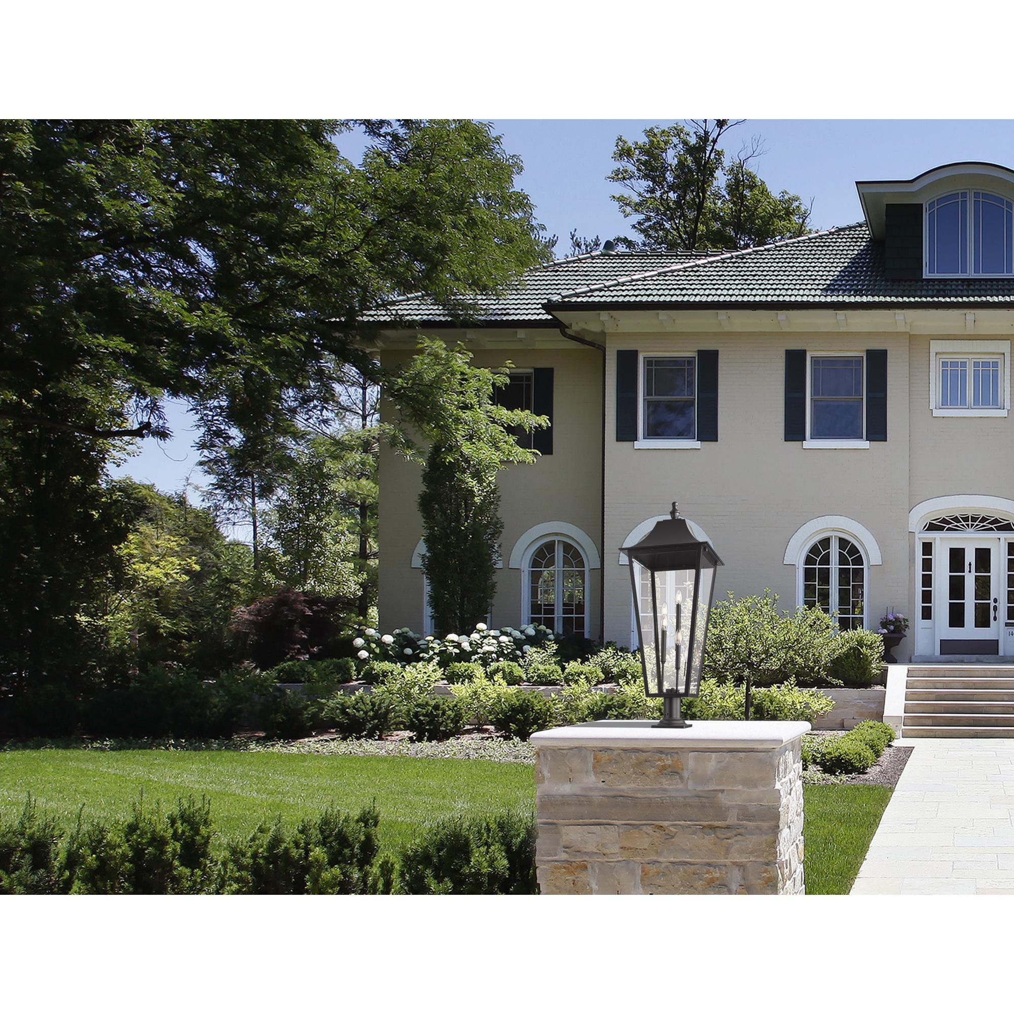 Shown in Black finish and Clear Beveled glass and Clear Beveled shade