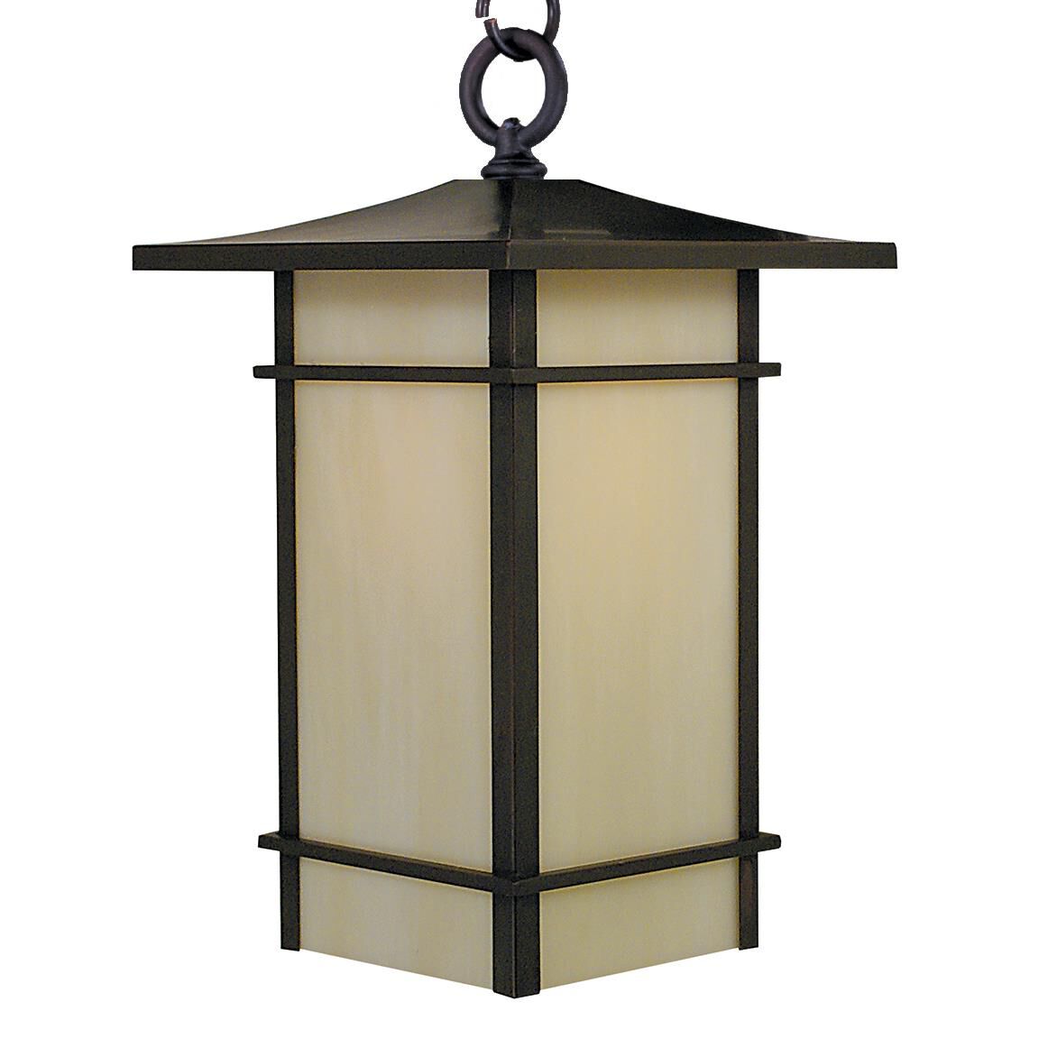 Shown in Bronze finish and Off White glass