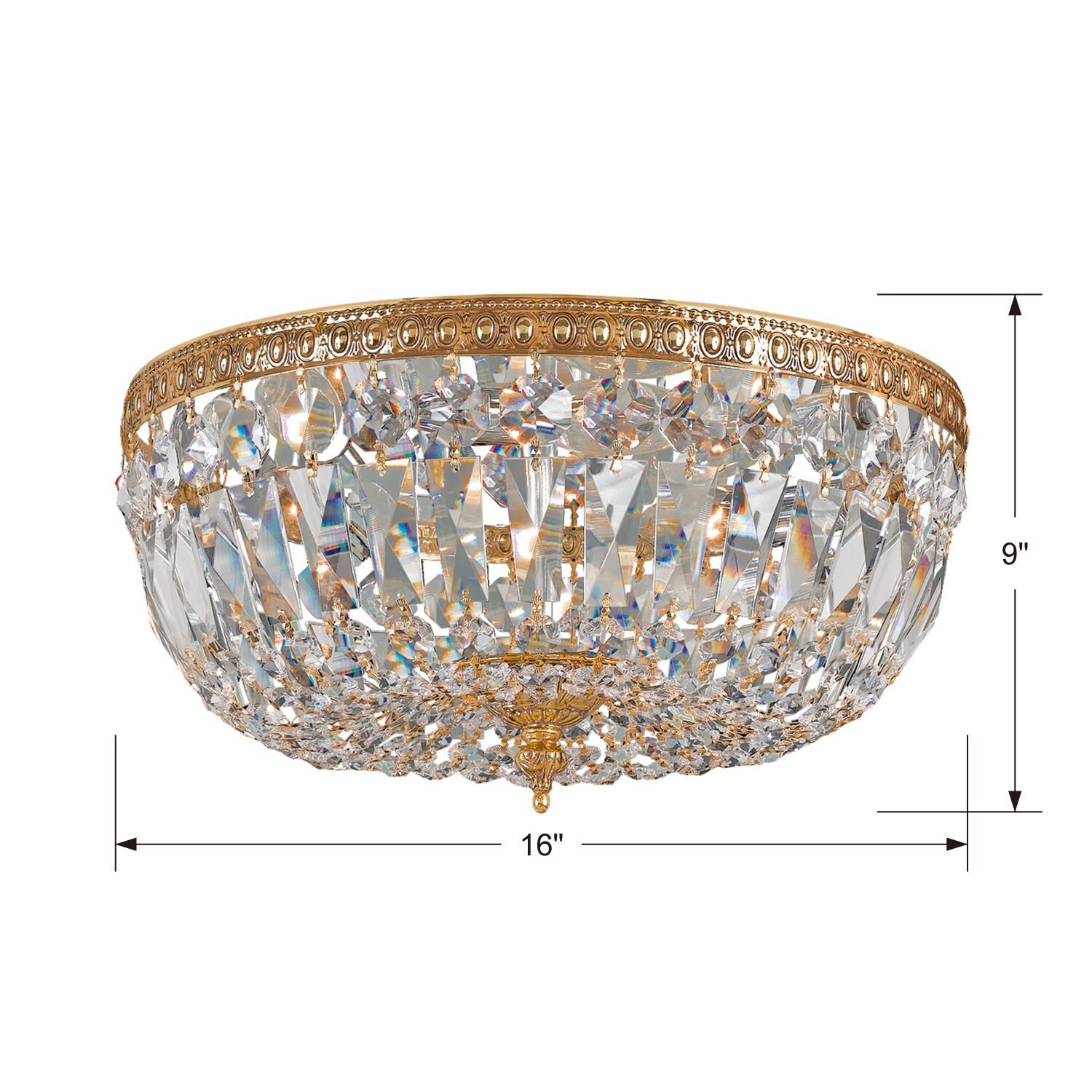 Ceiling Mount 16 Inch 3 Light Semi Flush Mount by Crystorama