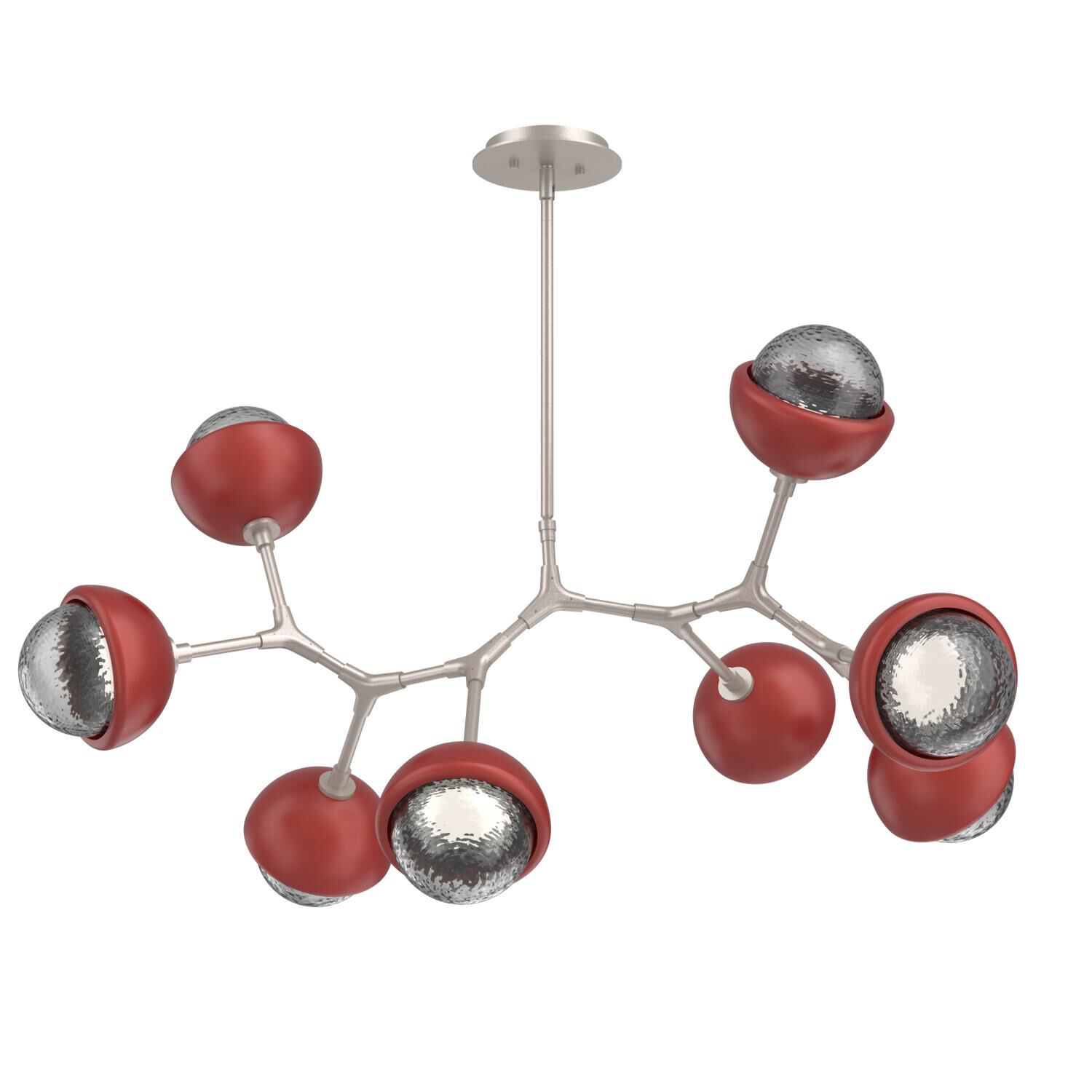 Shown in Beige Silver finish and Smoke glass and Cinnamon Red accent