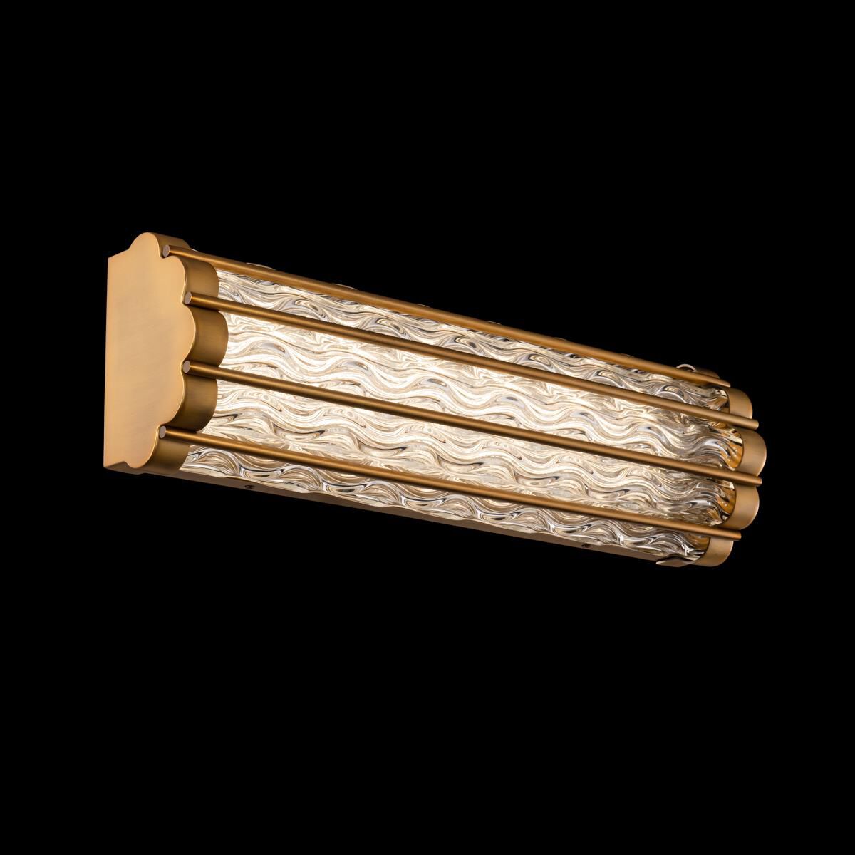 Shown in Aged Brass finish and Optic crystal and Crystal glass