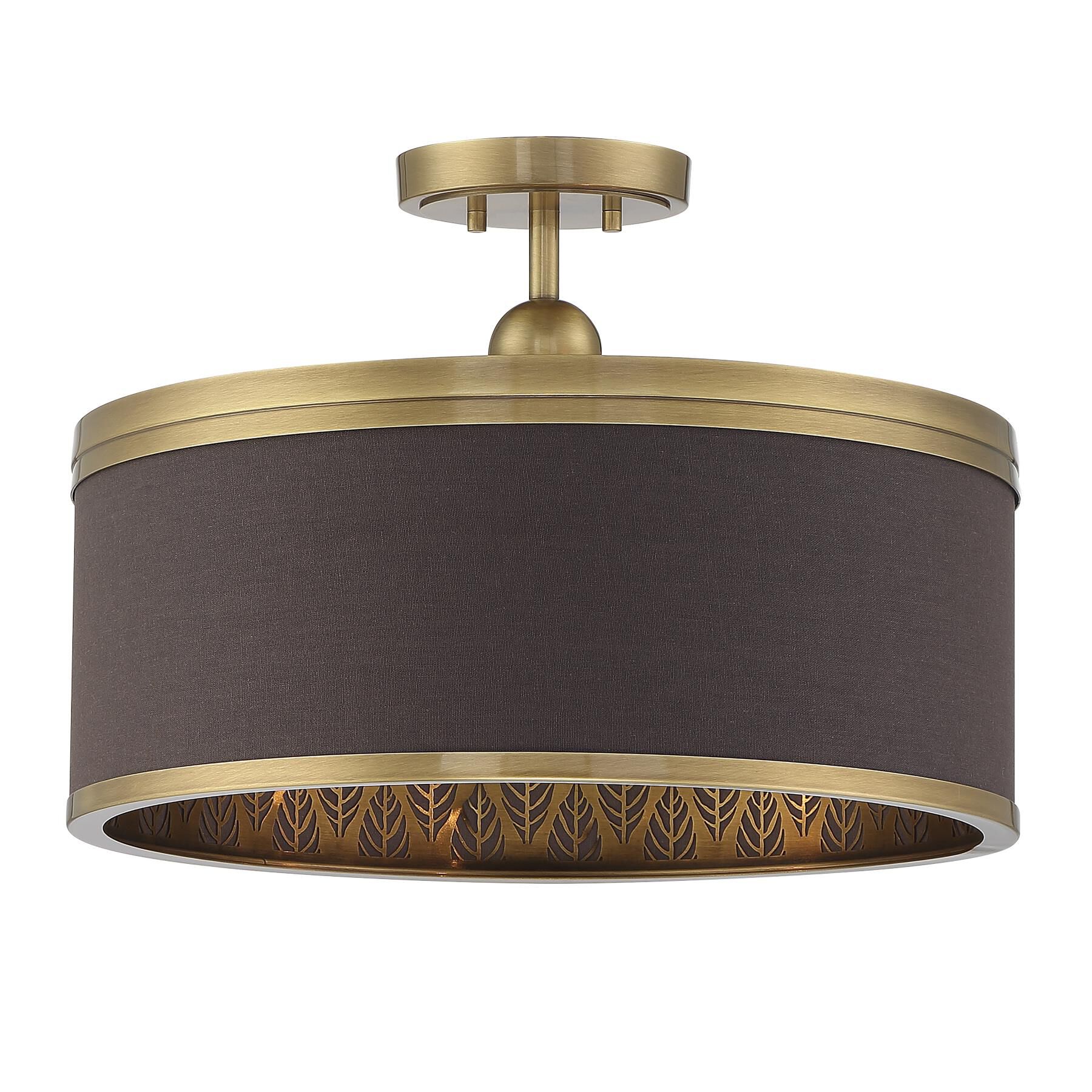 Shown in Aged Antique Brass finish and Chocolate Linen Fabric shade