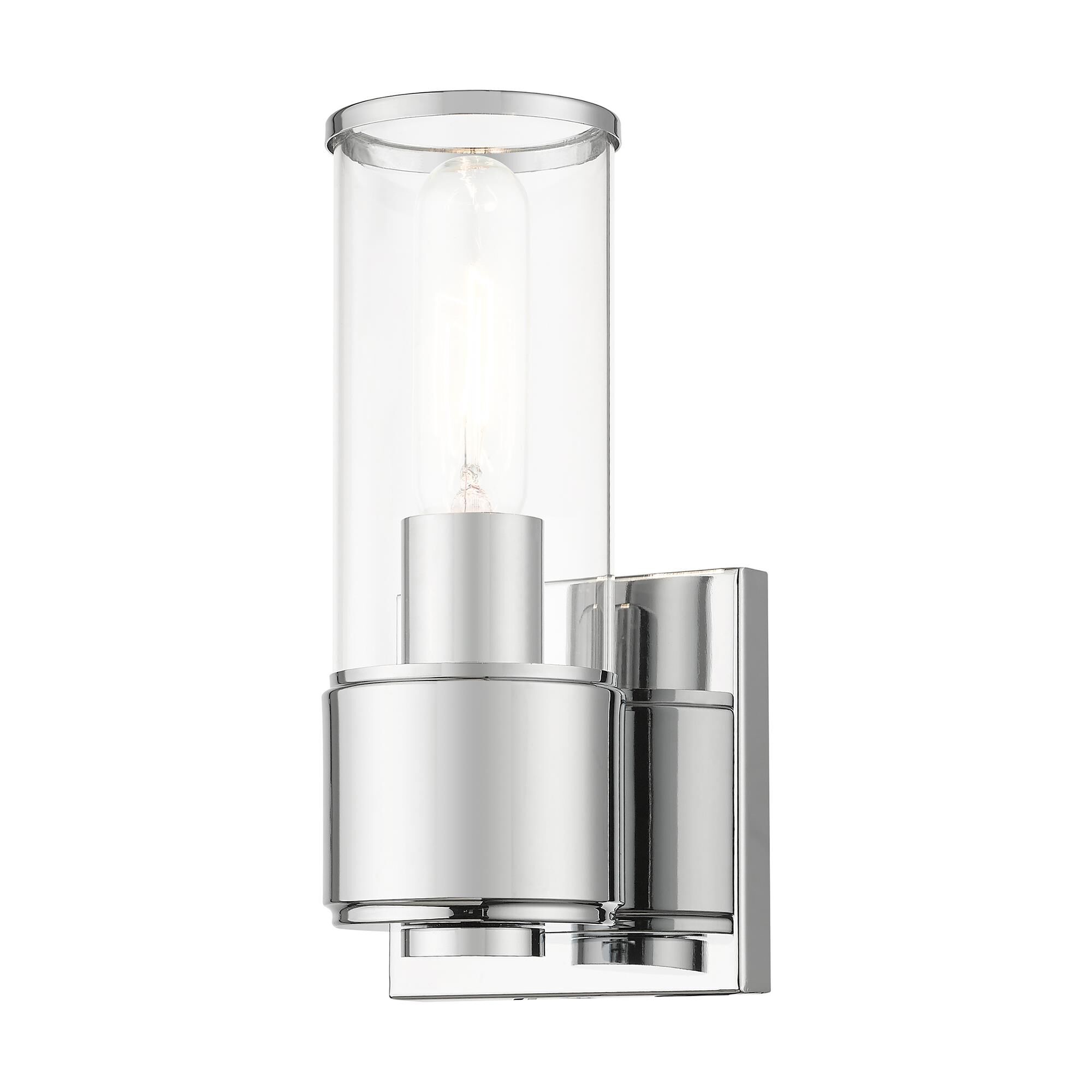 Shown in Polished Chrome finish and Clear  glass
