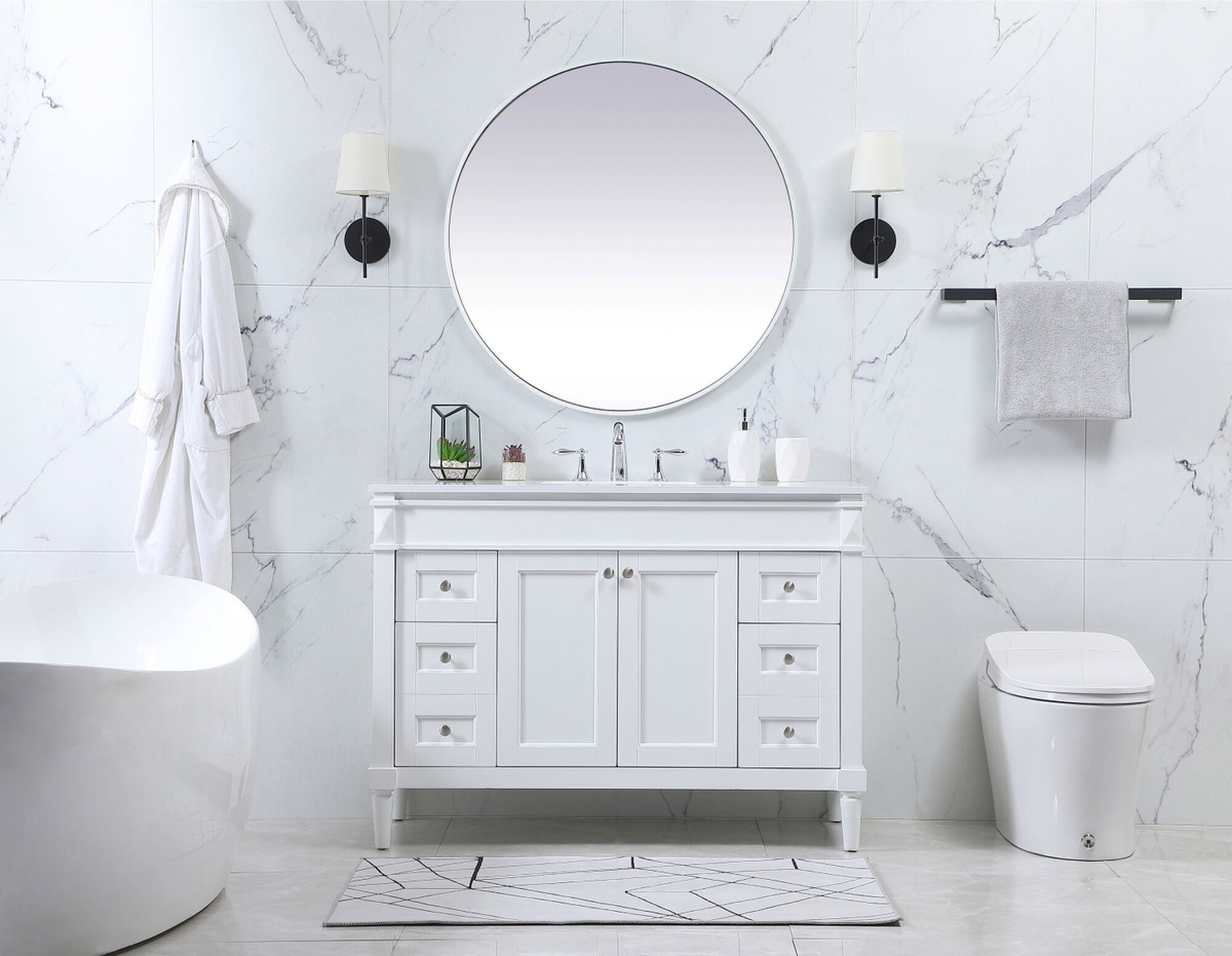 Shown in White finish and No Backsplash accent