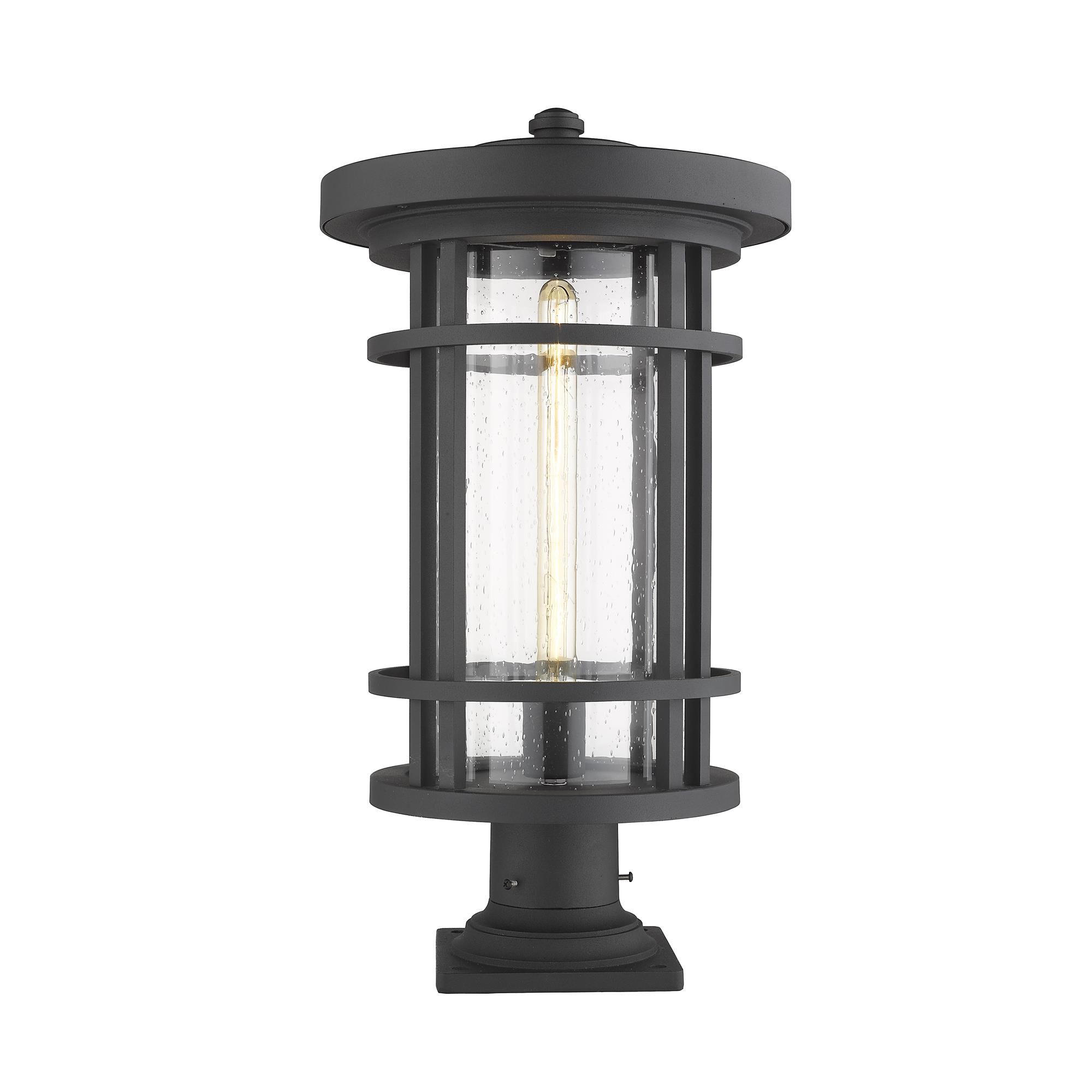 Shown in Black finish and Glass shade