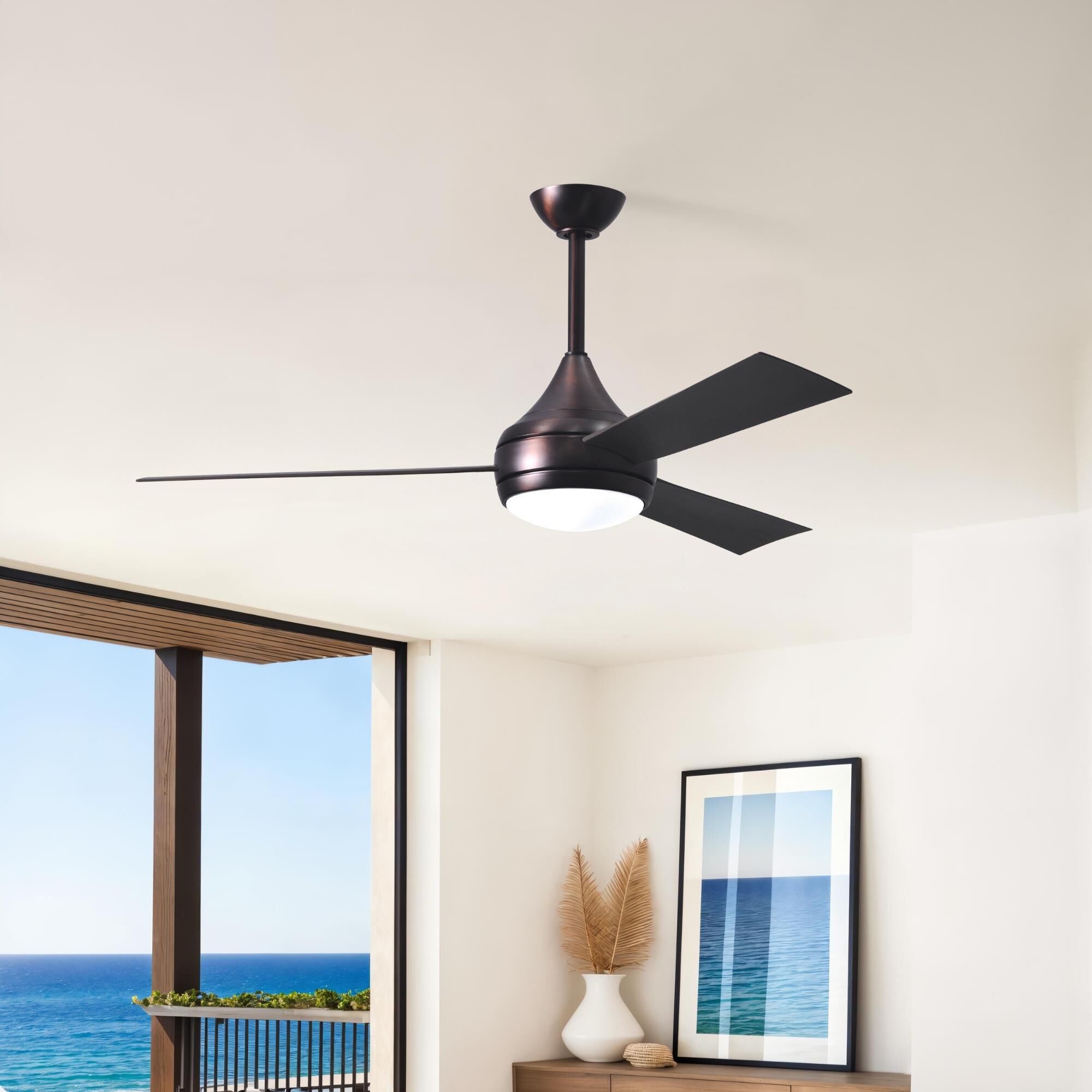 Donaire Outdoor Coastal Wet Rated 52 Inch Ceiling Fan with Light Kit by Matthews Fan Company