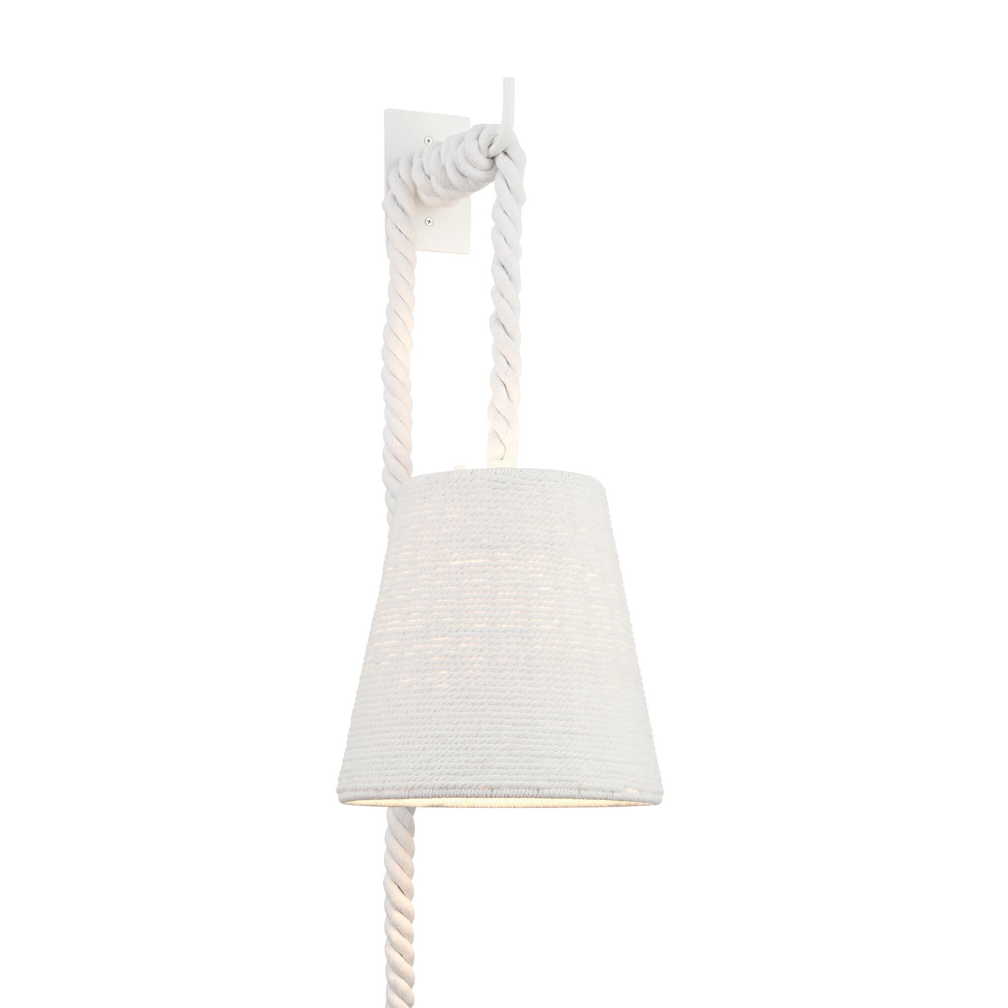 Shown in Matte White finish and Cotton Rope shade