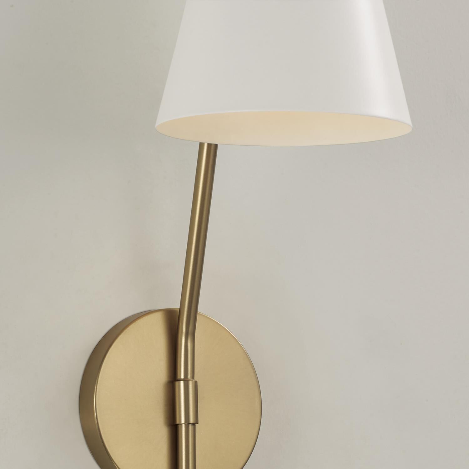 Shown in Aged Brass And White finish and White Metal shade