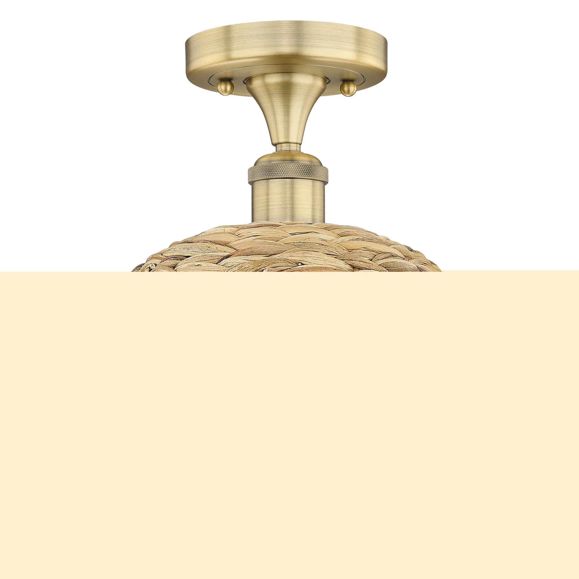 Bruno Marashlian Woven Rattan 12 Inch Semi Flush Mount by Innovations Lighting