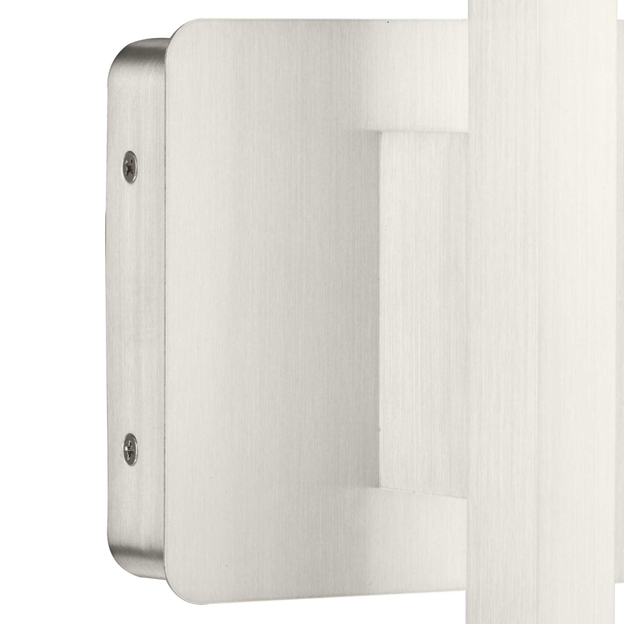 Shown in Brushed Nickel finish and White glass