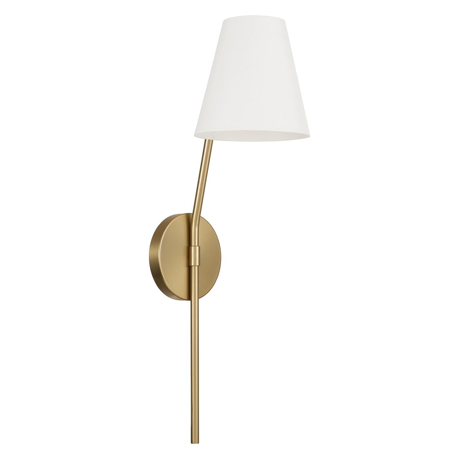 Shown in Aged Brass And White finish and White Metal shade