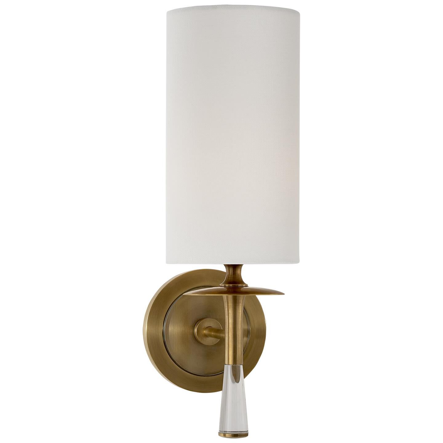 Shown in Hand-Rubbed Antique Brass With Crystal finish and Linen shade