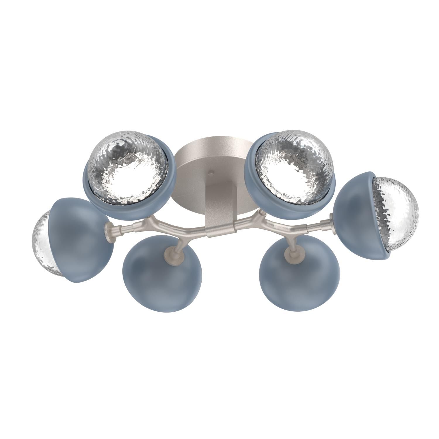 Shown in Beige Silver finish and Clear glass and Poppy Blue accent