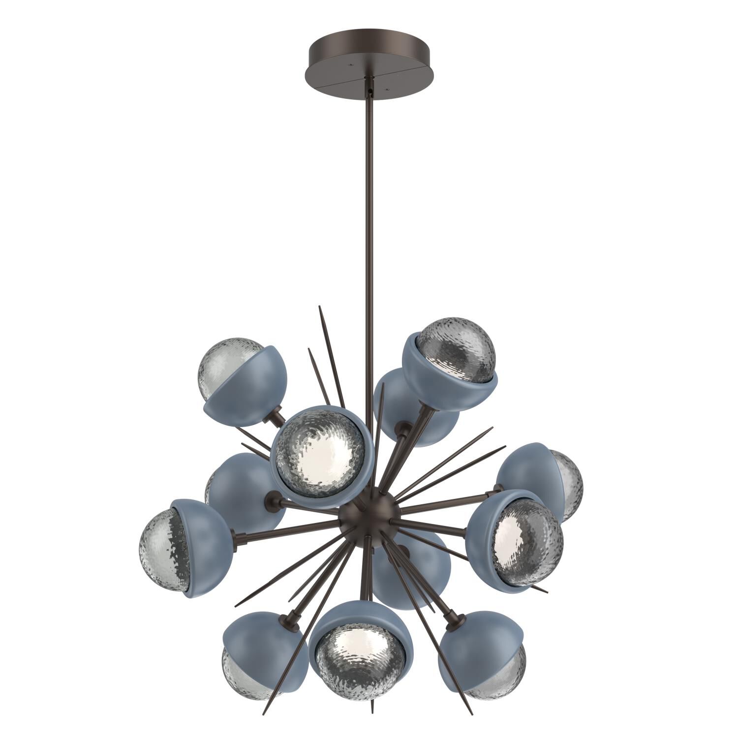 Shown in Flat Bronze finish and Smoke glass and Poppy Blue accent