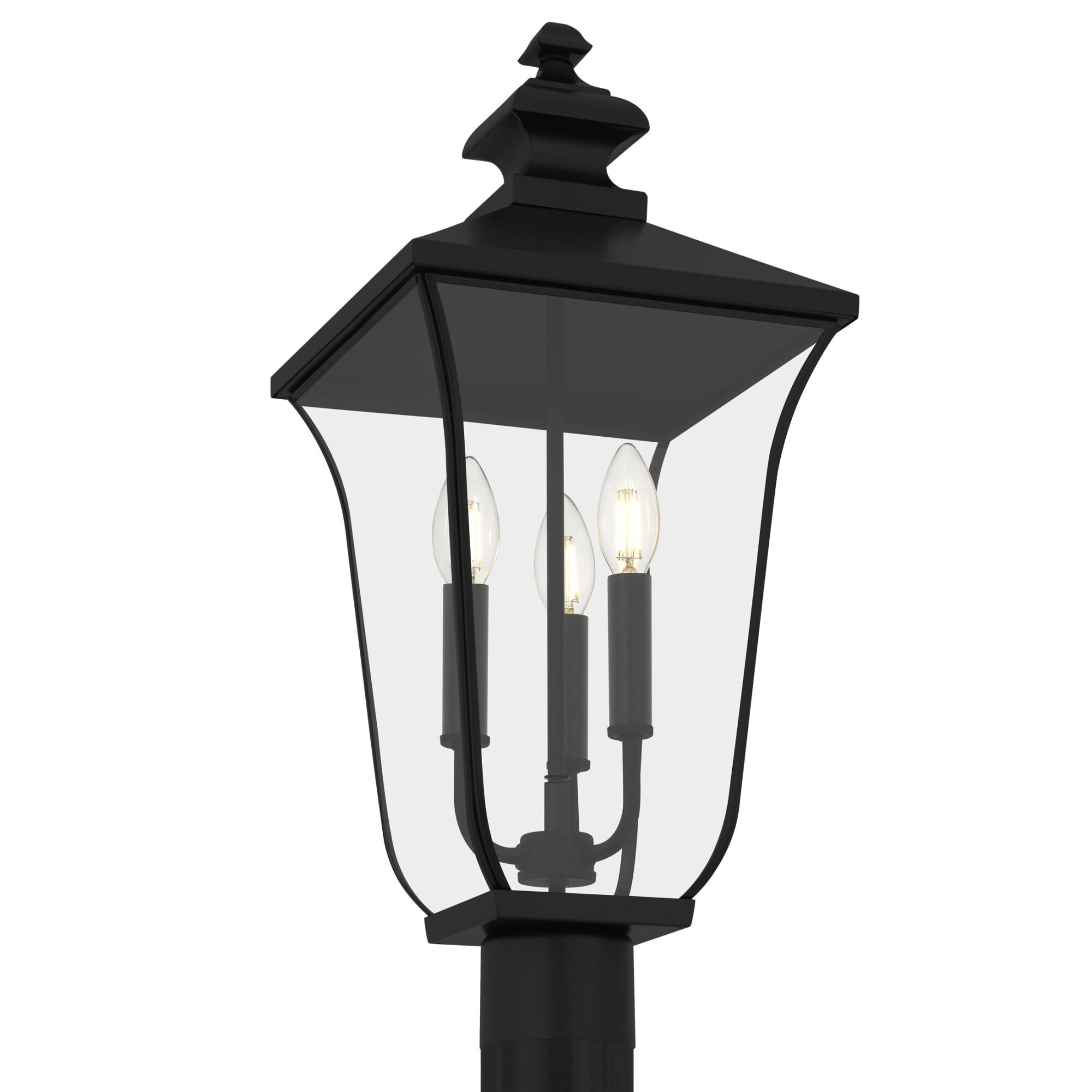 Shown in Matte Black finish and Clear  Glass shade