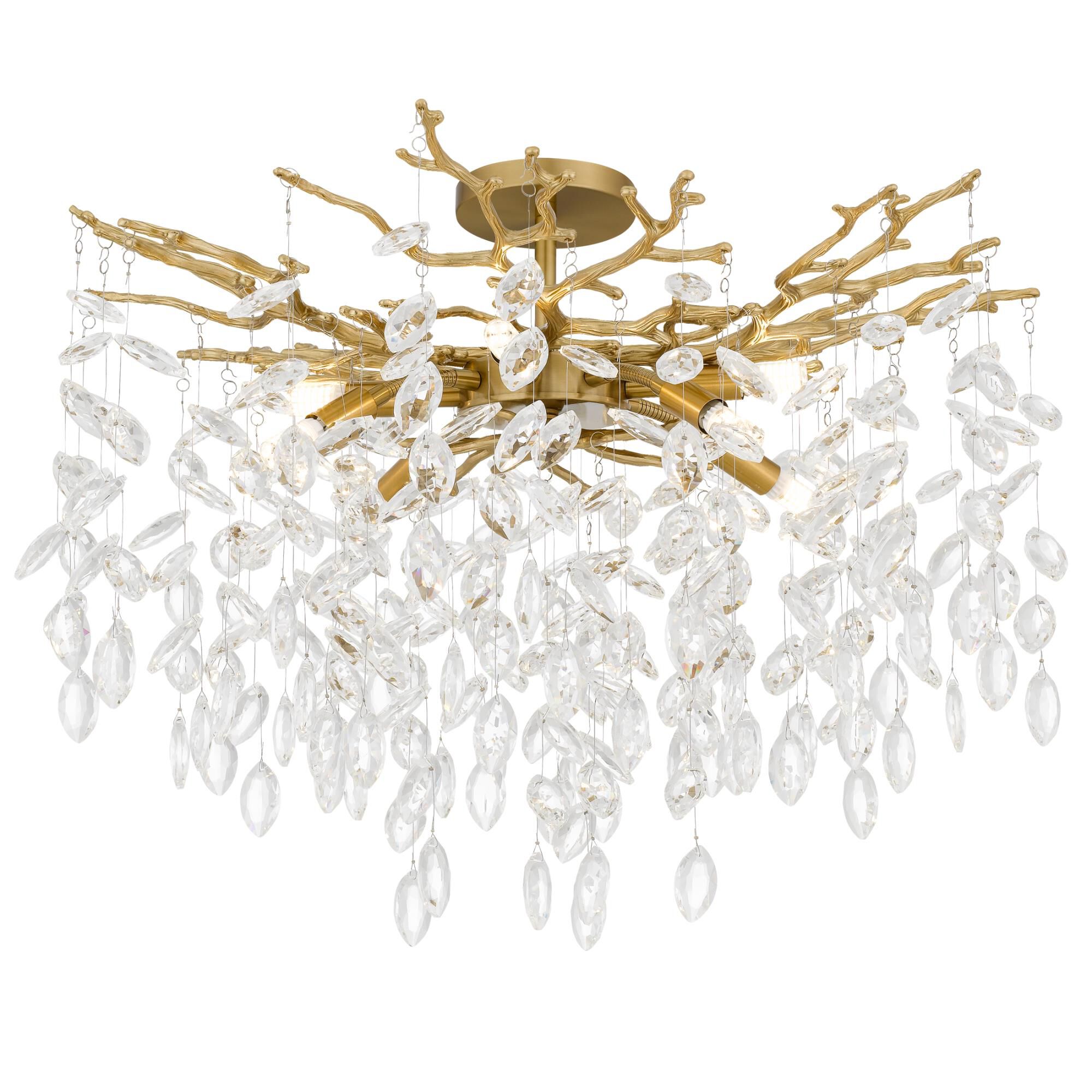 Shown in Brushed Gold finish and Crystal Glass shade