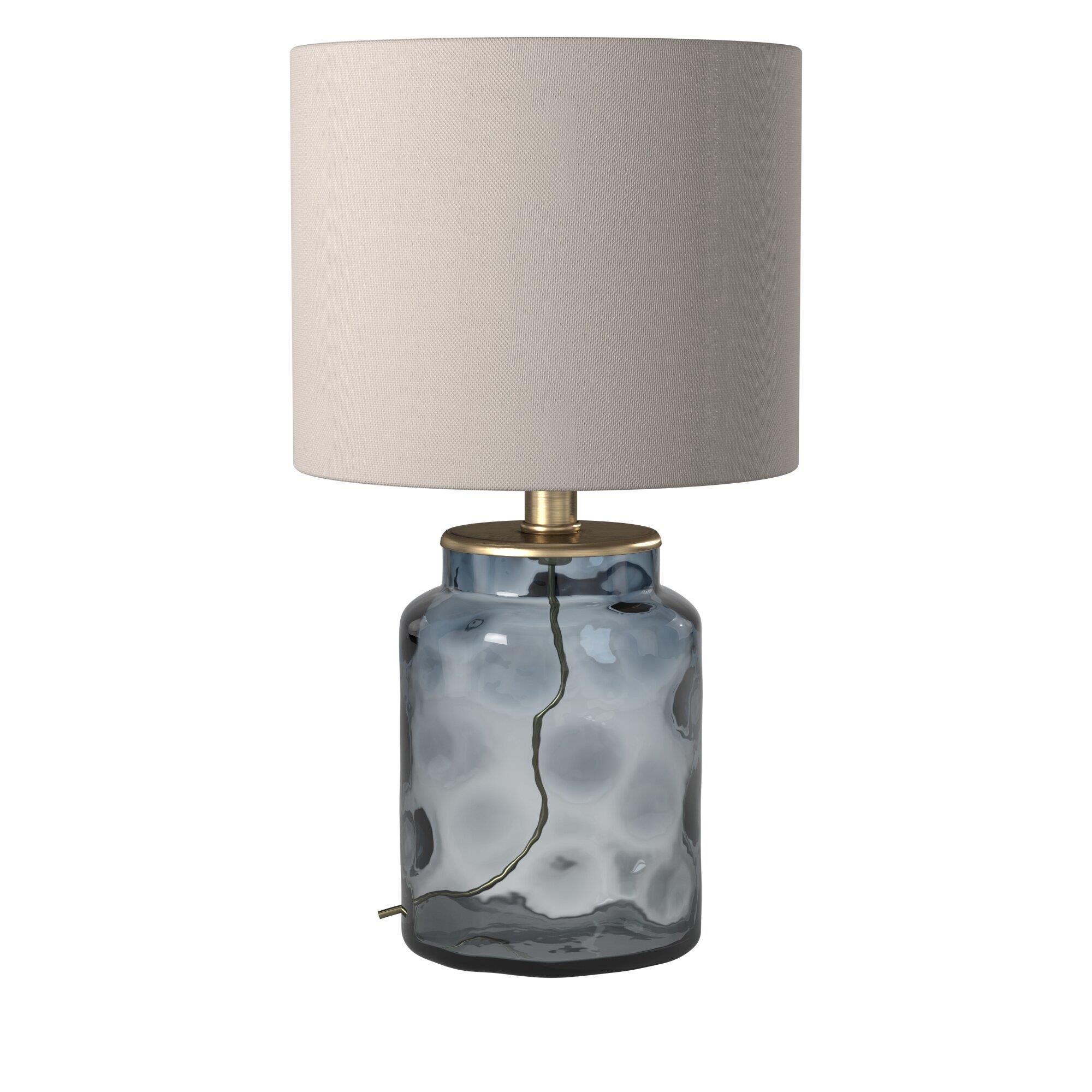 Shown in Blue finish and White Hardback Fabric shade