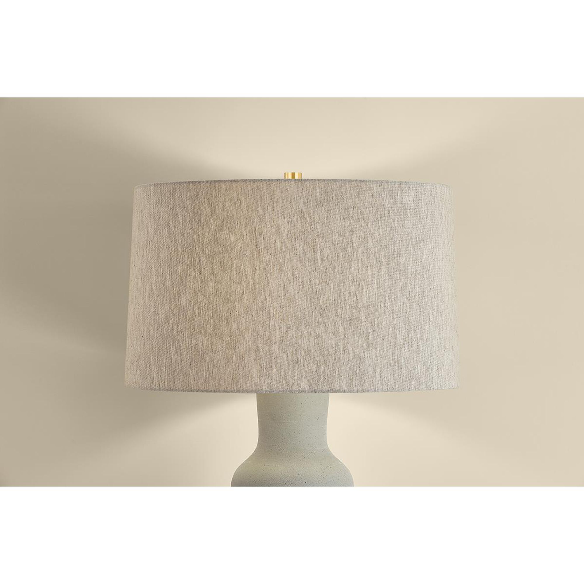 Shown in Aged Brass and Ceramic Hazy Jade finish and Natural Linen shade
