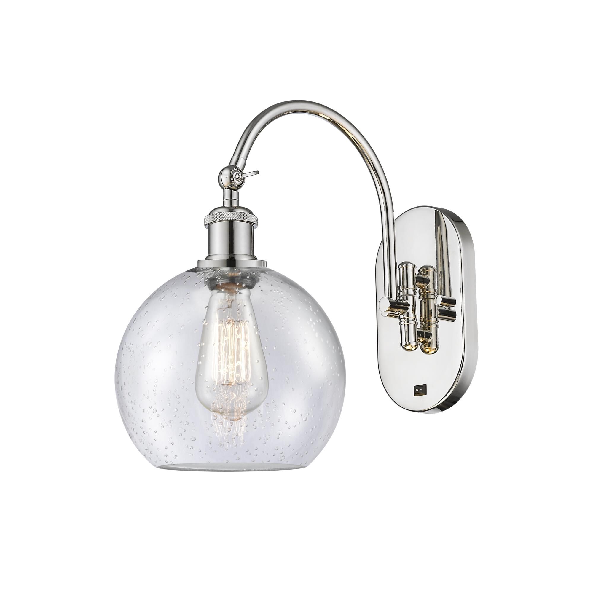 Shown in Polished Nickel finish and Seedy glass