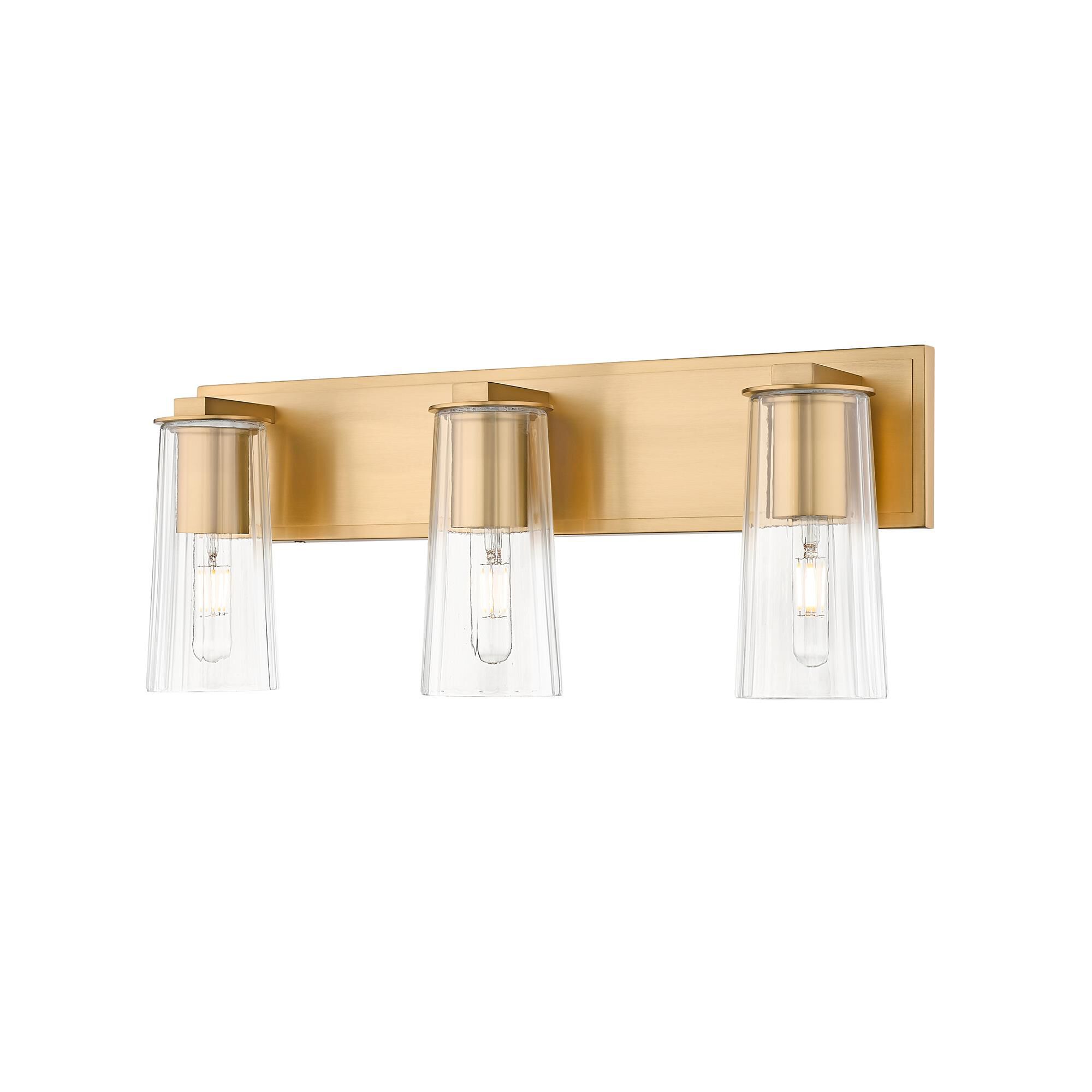 Shown in Modern Gold finish and Clear glass and Clear shade