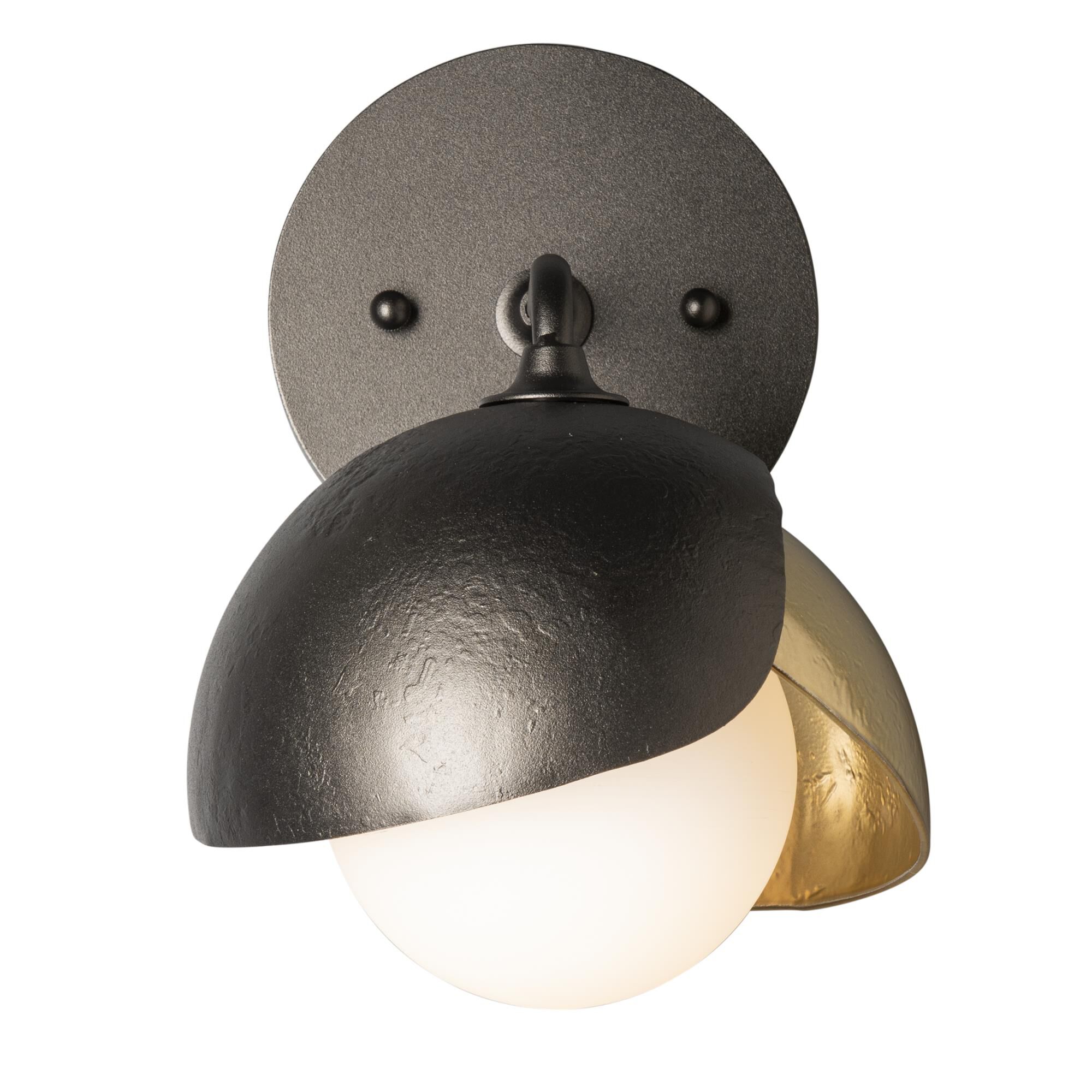 Shown in Oil Rubbed Bronze finish and Opal glass and Modern Brass (86) accent