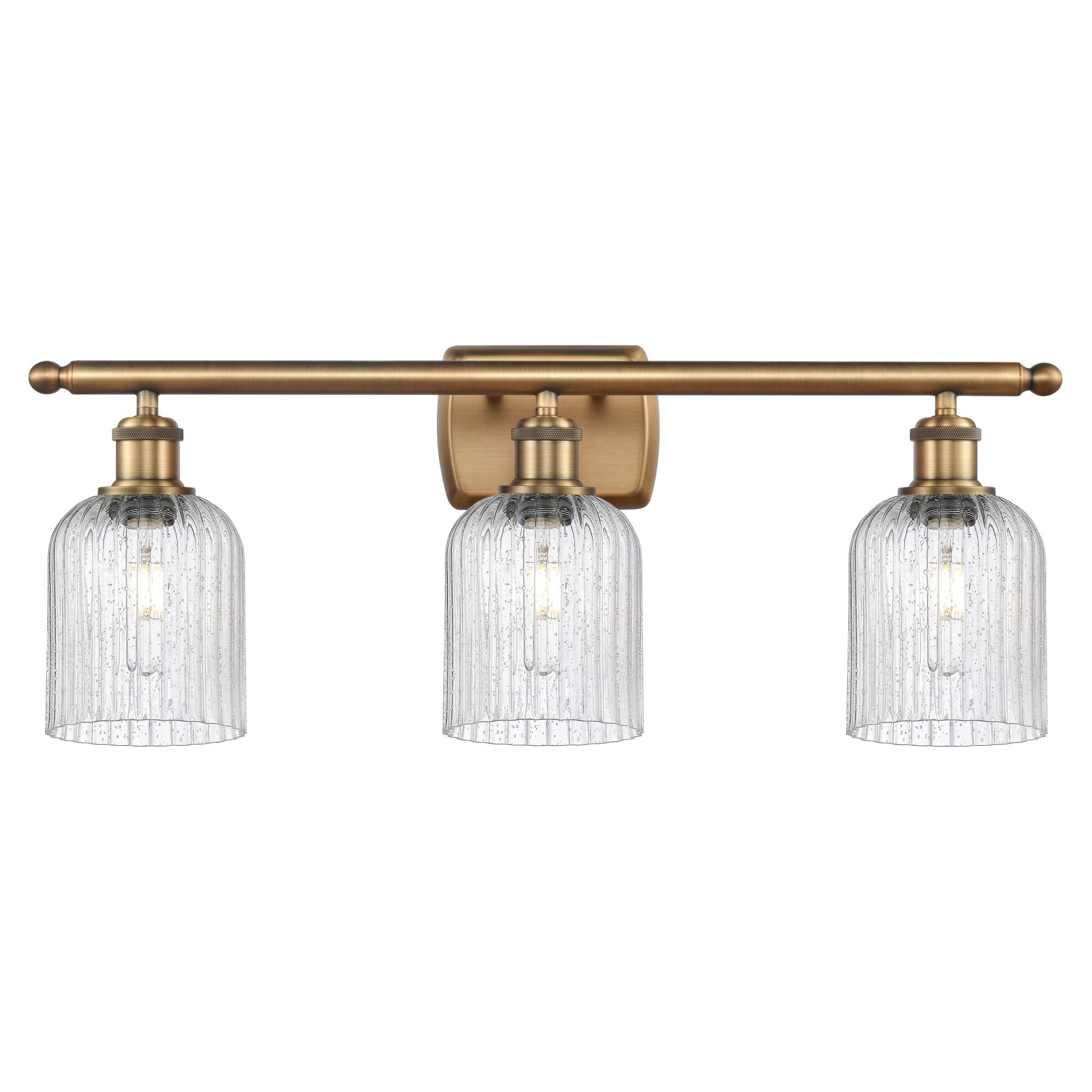 Shown in Brushed Brass finish and Seedy shade