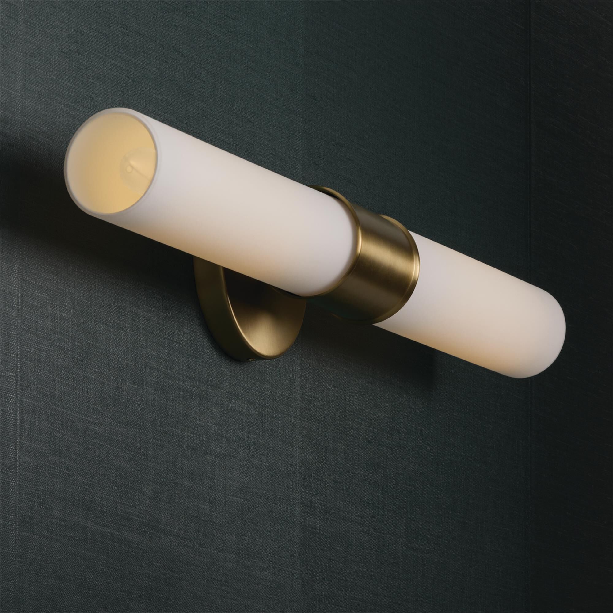 Shown in Matte Brass finish and Soft White glass