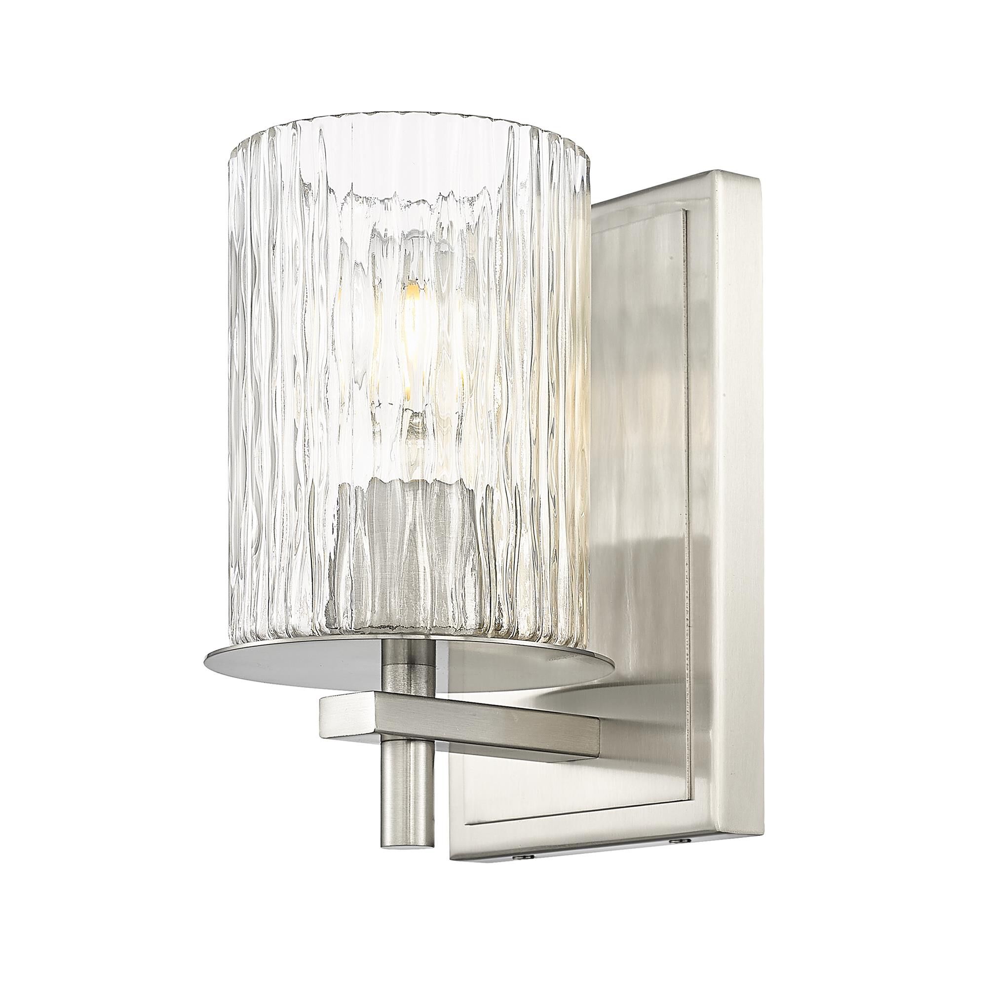Shown in Brushed Nickel finish and Clear + Etched Opal glass and Clear + Etched Opal shade